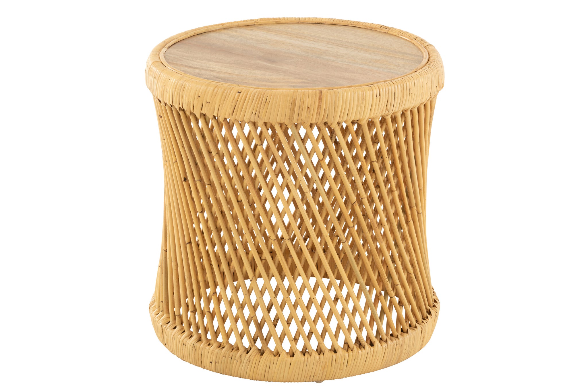Side Table Cylindrical Ratten Natural