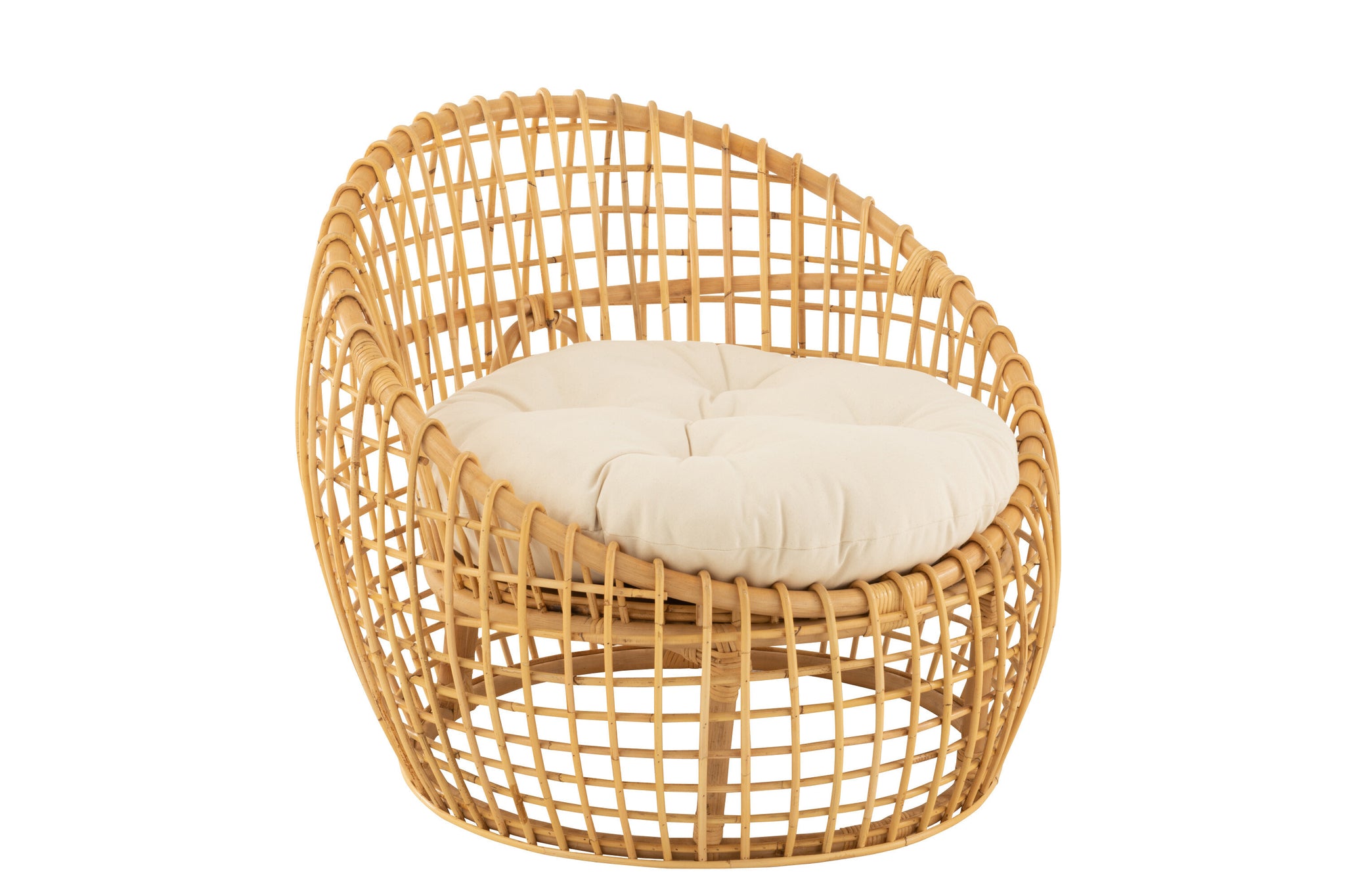 Chair Lise+Cushion 1 Person Rattan/Textile Natural/White