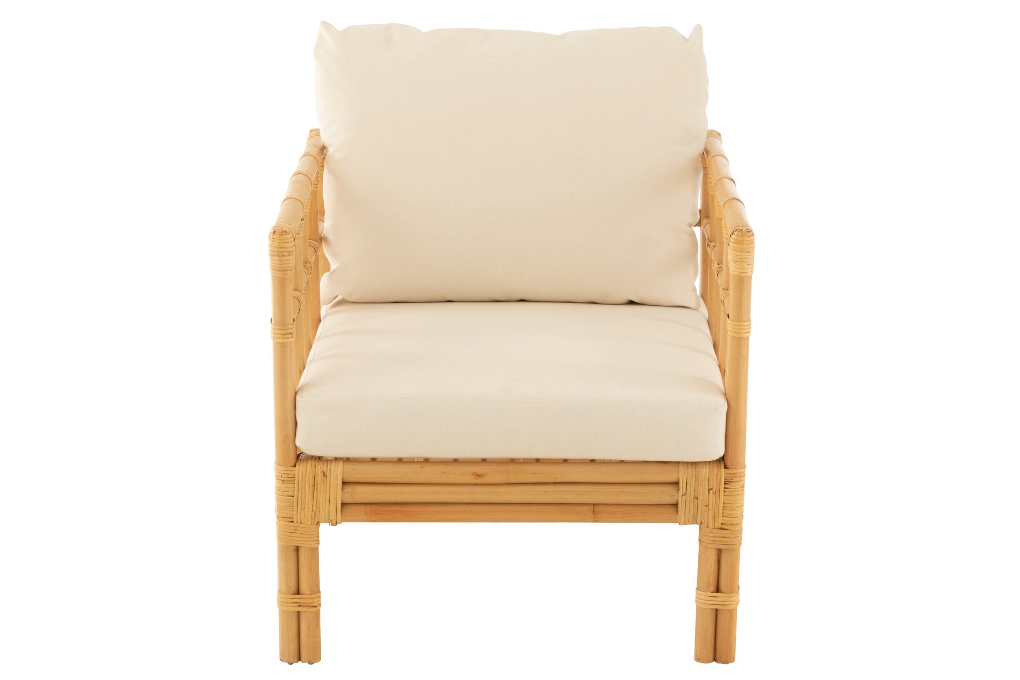 Fauteuil Elise met kussen – rattan, naturel/wit, 73x67x64 cm