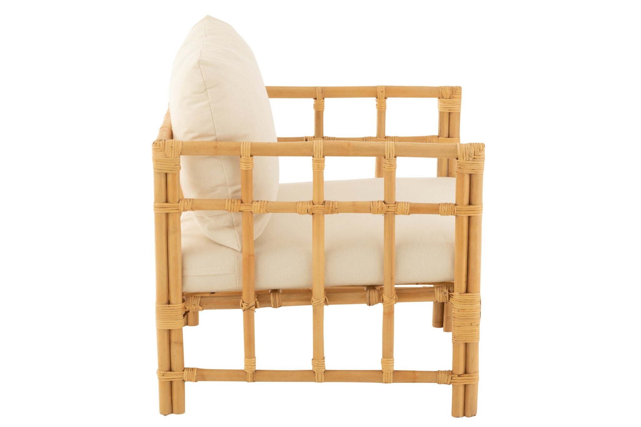 Fauteuil Elise met kussen – rattan, naturel/wit, 73x67x64 cm