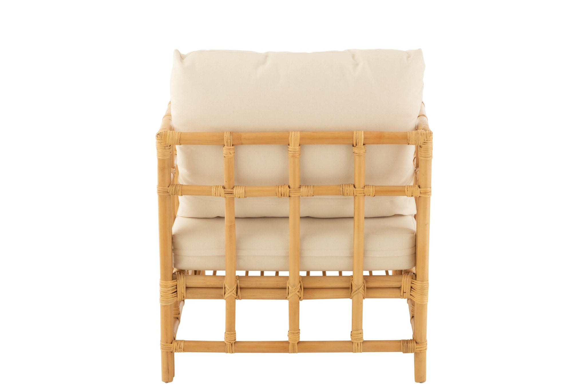 Fauteuil Elise met kussen – rattan, naturel/wit, 73x67x64 cm