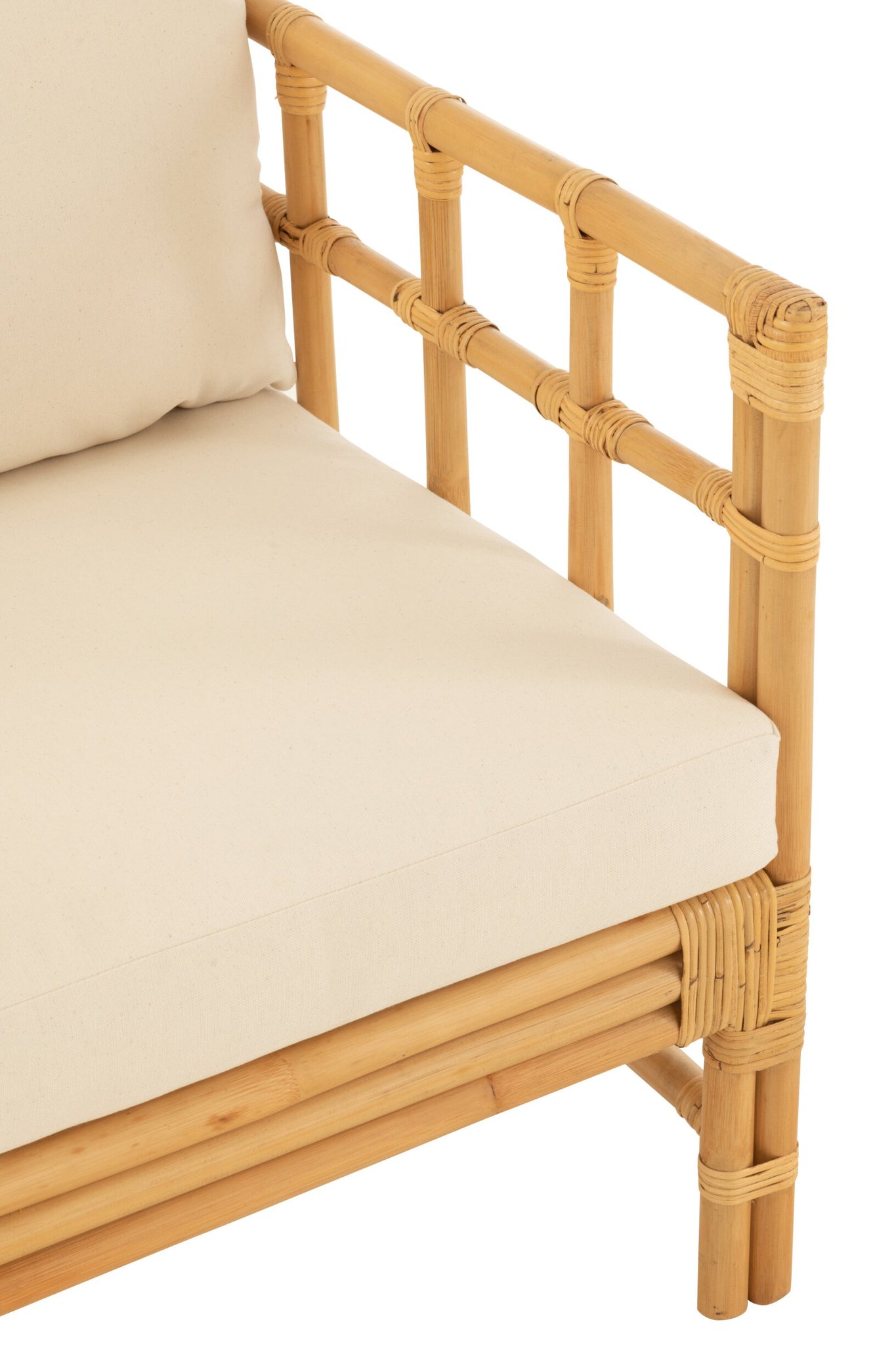 Fauteuil Elise met kussen – rattan, naturel/wit, 73x67x64 cm
