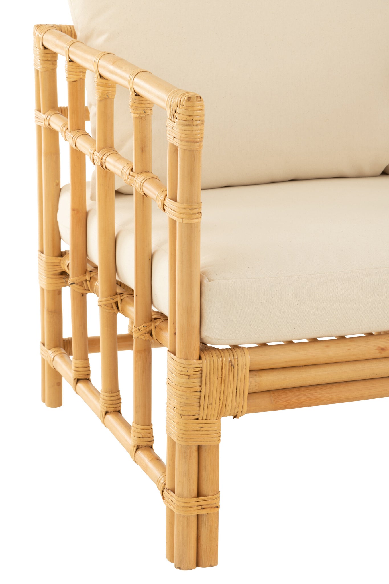 Arm Chair Elise+Cushion Rattan/Textile Natural/White