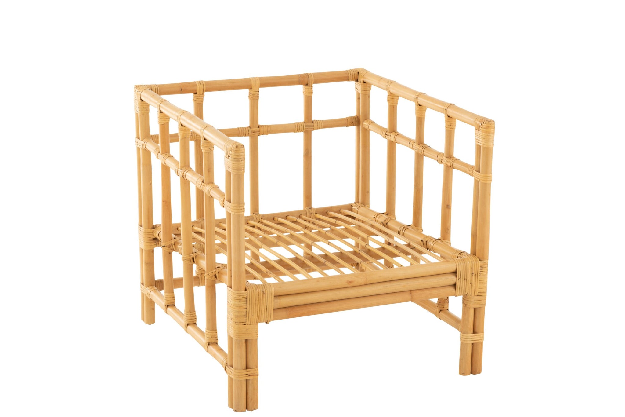 Fauteuil Elise met kussen – rattan, naturel/wit, 73x67x64 cm