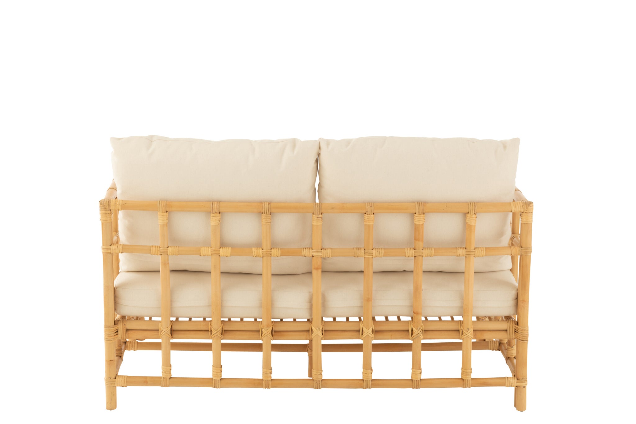 Sofa Elise+Cushion 2 Person Rattan/Textile Natural/White