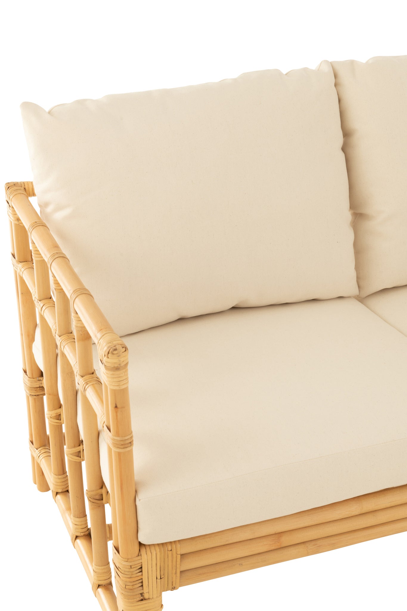 Sofa Elise+Cushion 2 Person Rattan/Textile Natural/White
