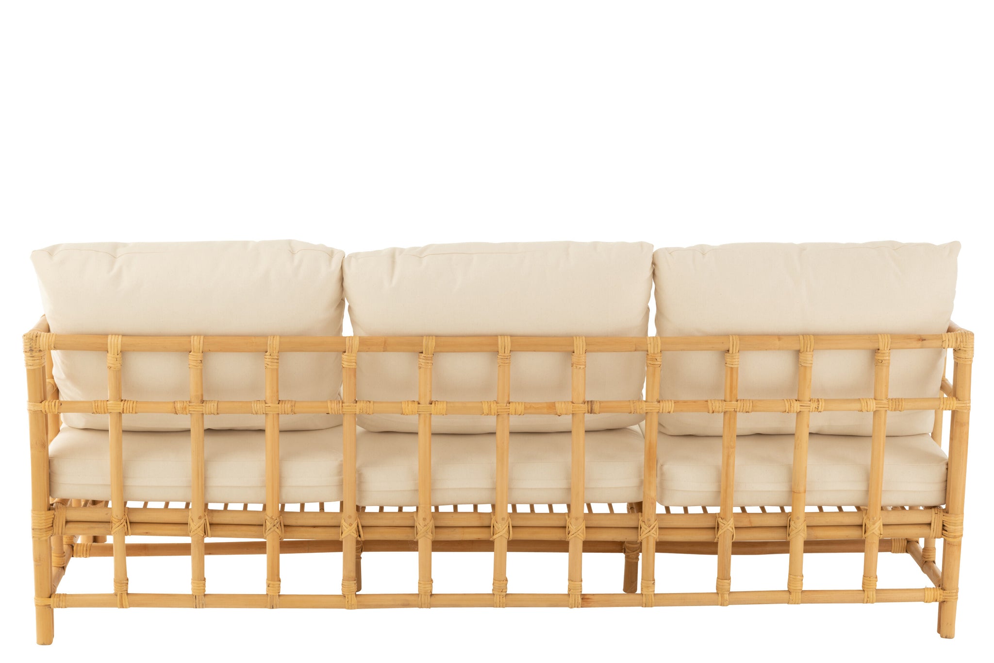 Sofa Elise + Kissen, 3 Personen, Rattan/Textil, Natur/Weiß