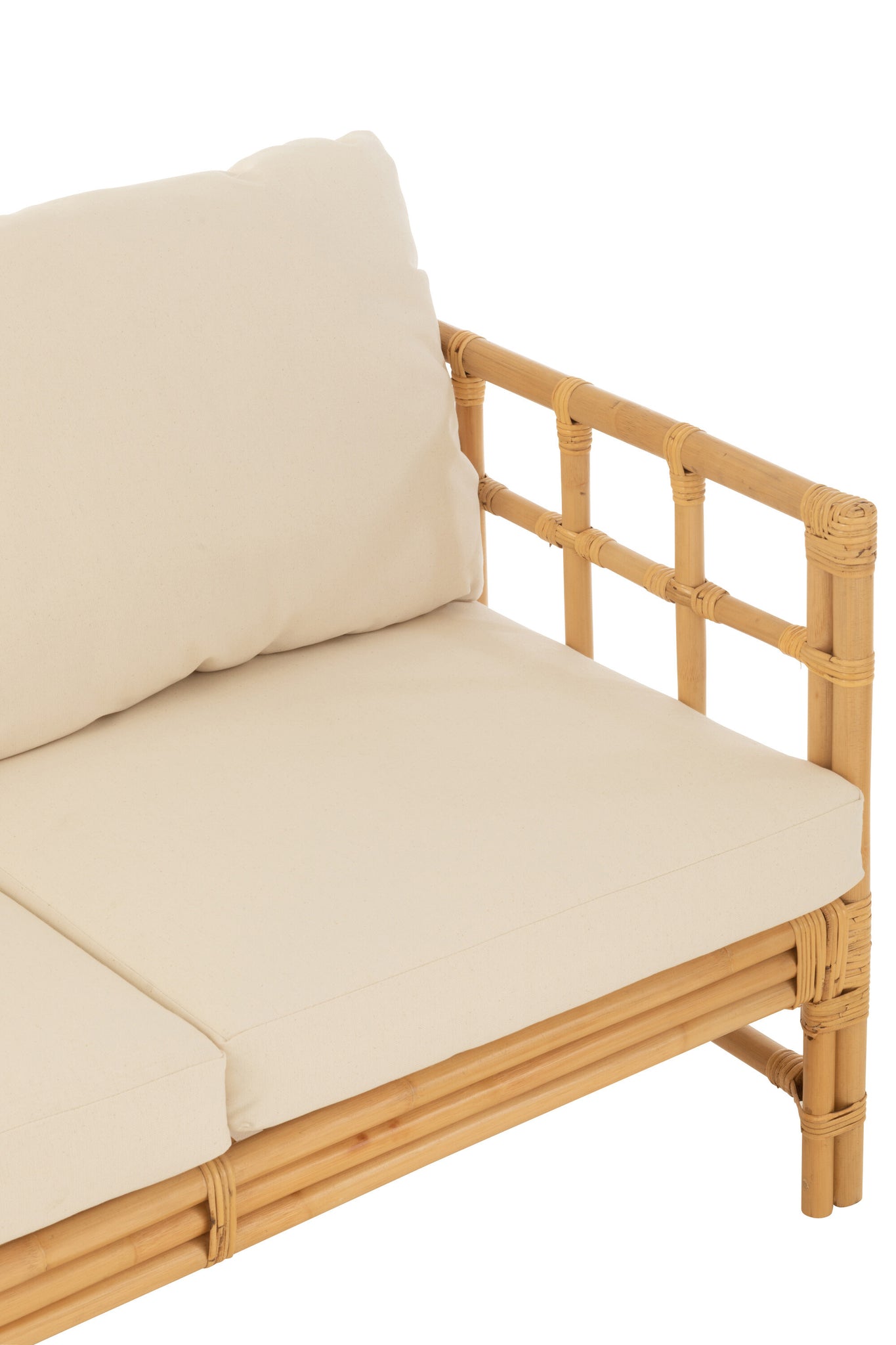 Sofa Elise+Cushion 3 Person Rattan/Textile Natural/White