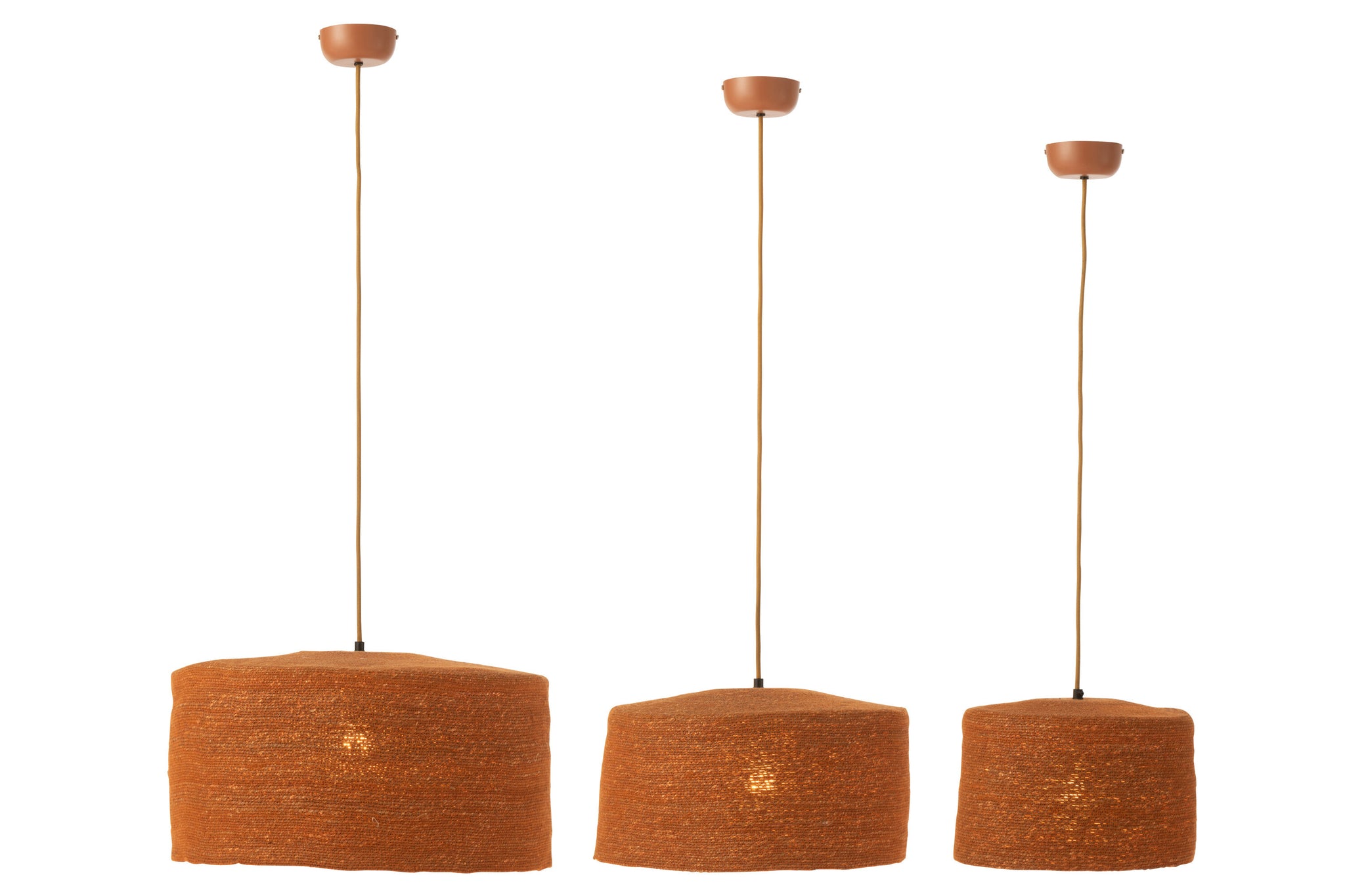 Set Of 3 Hanging Lamp Moonj Grass Rust