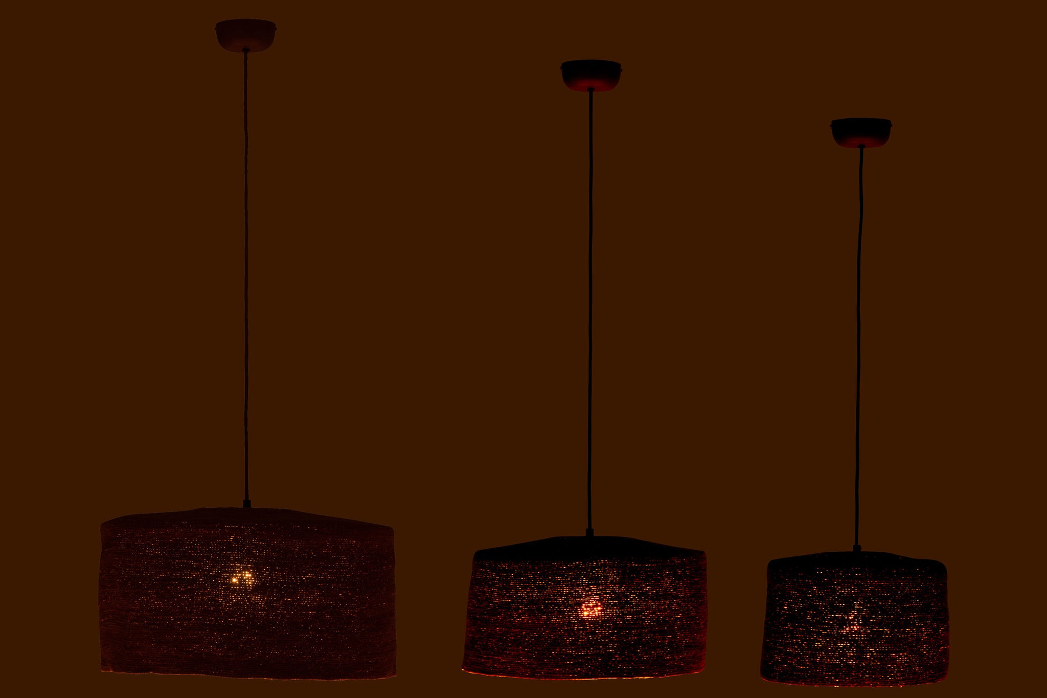 Set Of 3 Hanging Lamp Moonj Grass Rust