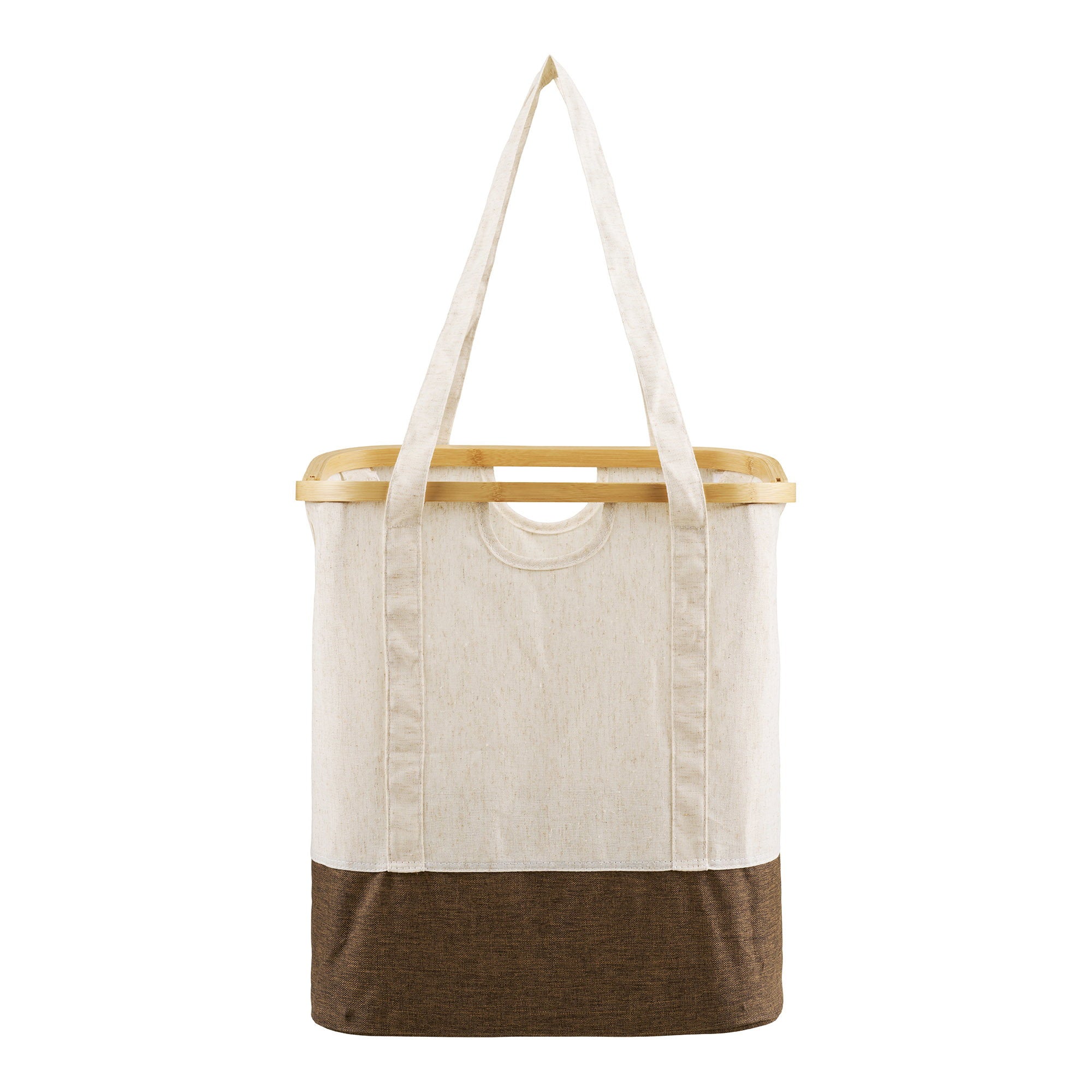 Wäschesack Noto – Wäschesack, Bambus/Textil, off-white/braun, 40x30x45 cm