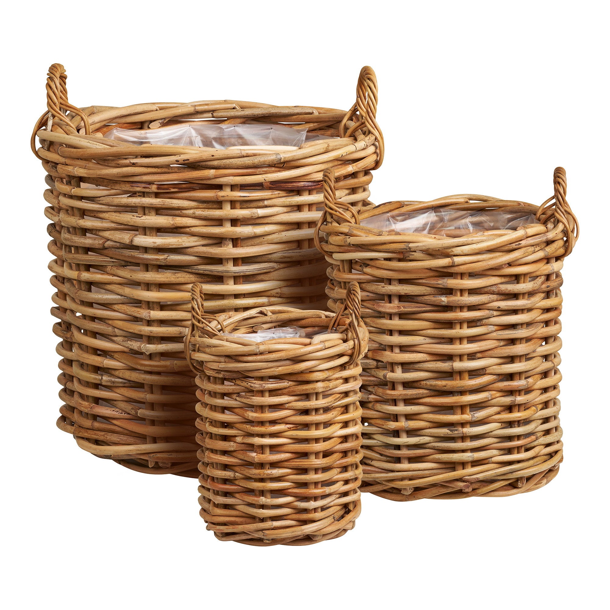 Burton Baskets - Baskets, kubu rattan, natural set of 3