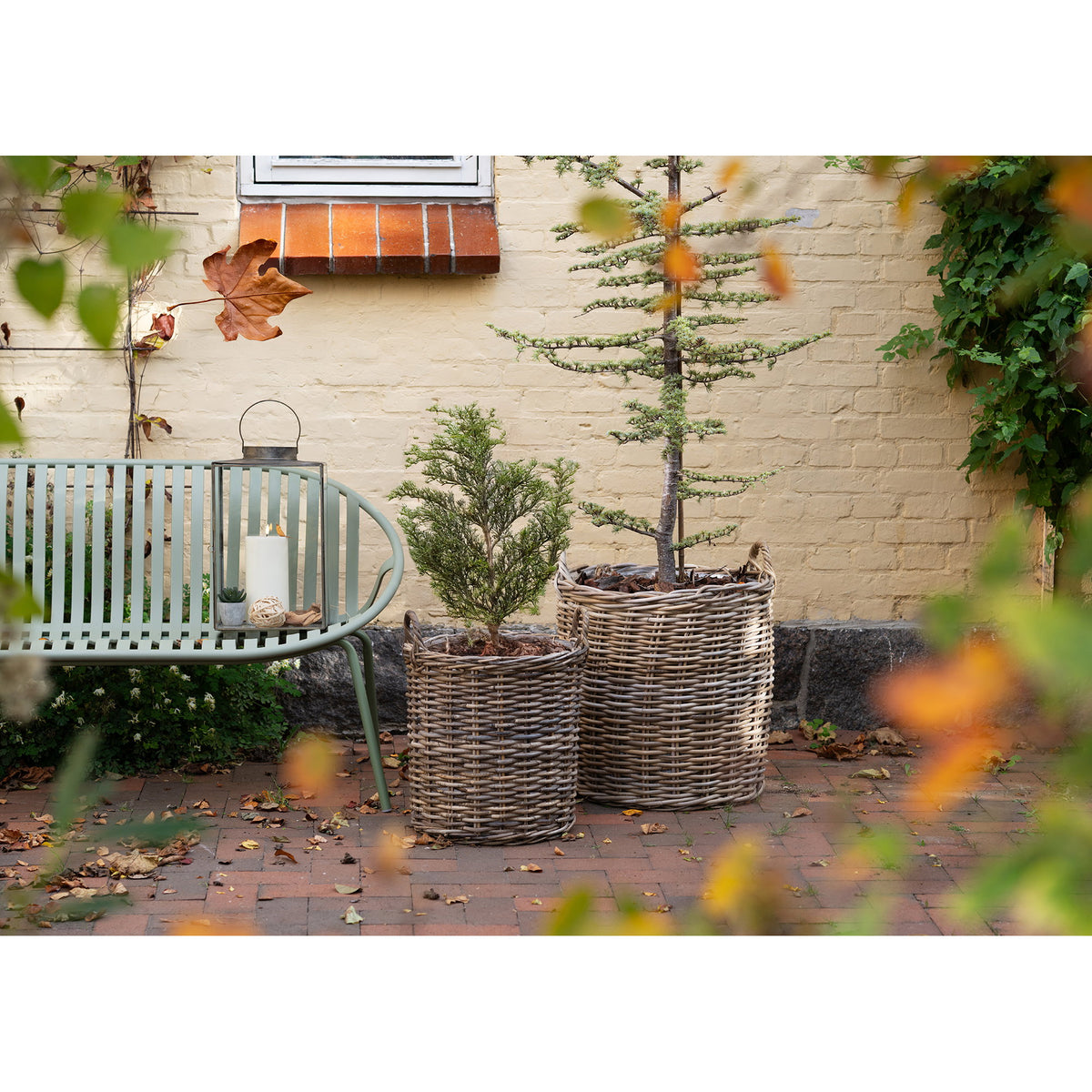 Mandenset Indo – kubu rattan, naturel, set van 2