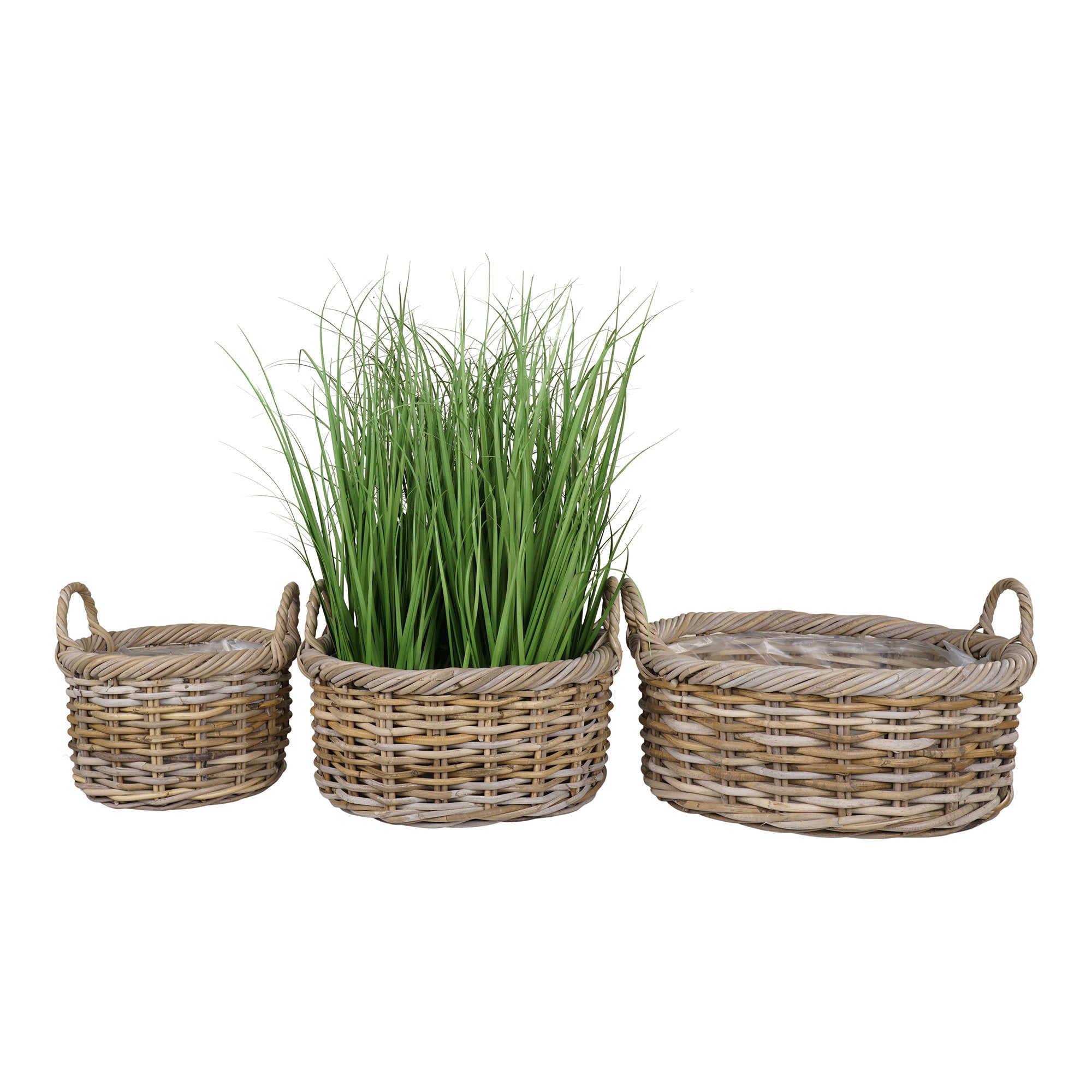 Kuta Baskets - Baskets, kubu rattan, nature set of 3