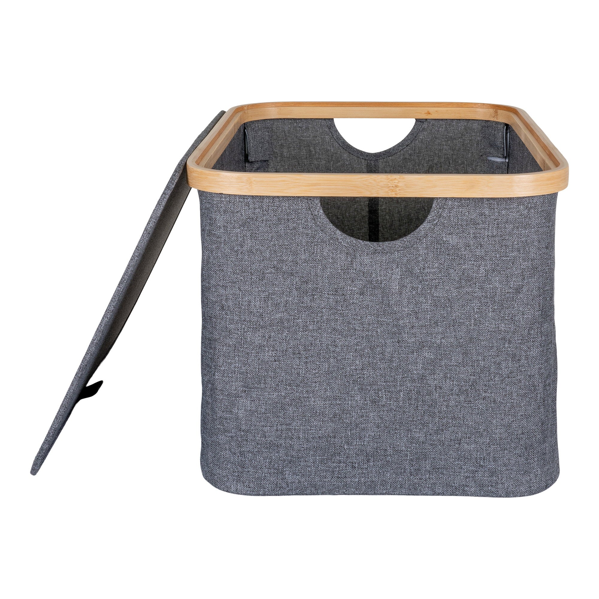 Noto Basket - Basket, bamboo/textile, dark grey 30x45x25 cm