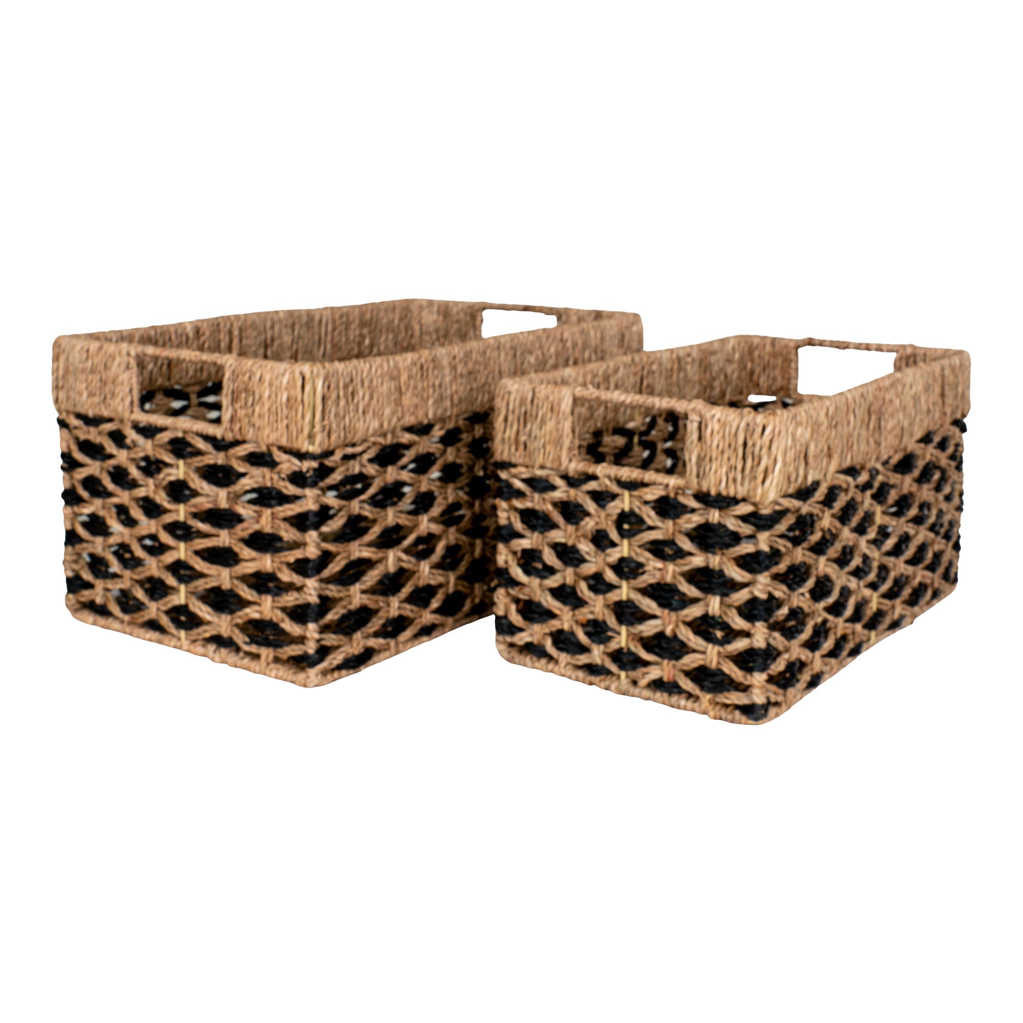 Manden Salar – zeegras, zwart/naturel, set van 2
