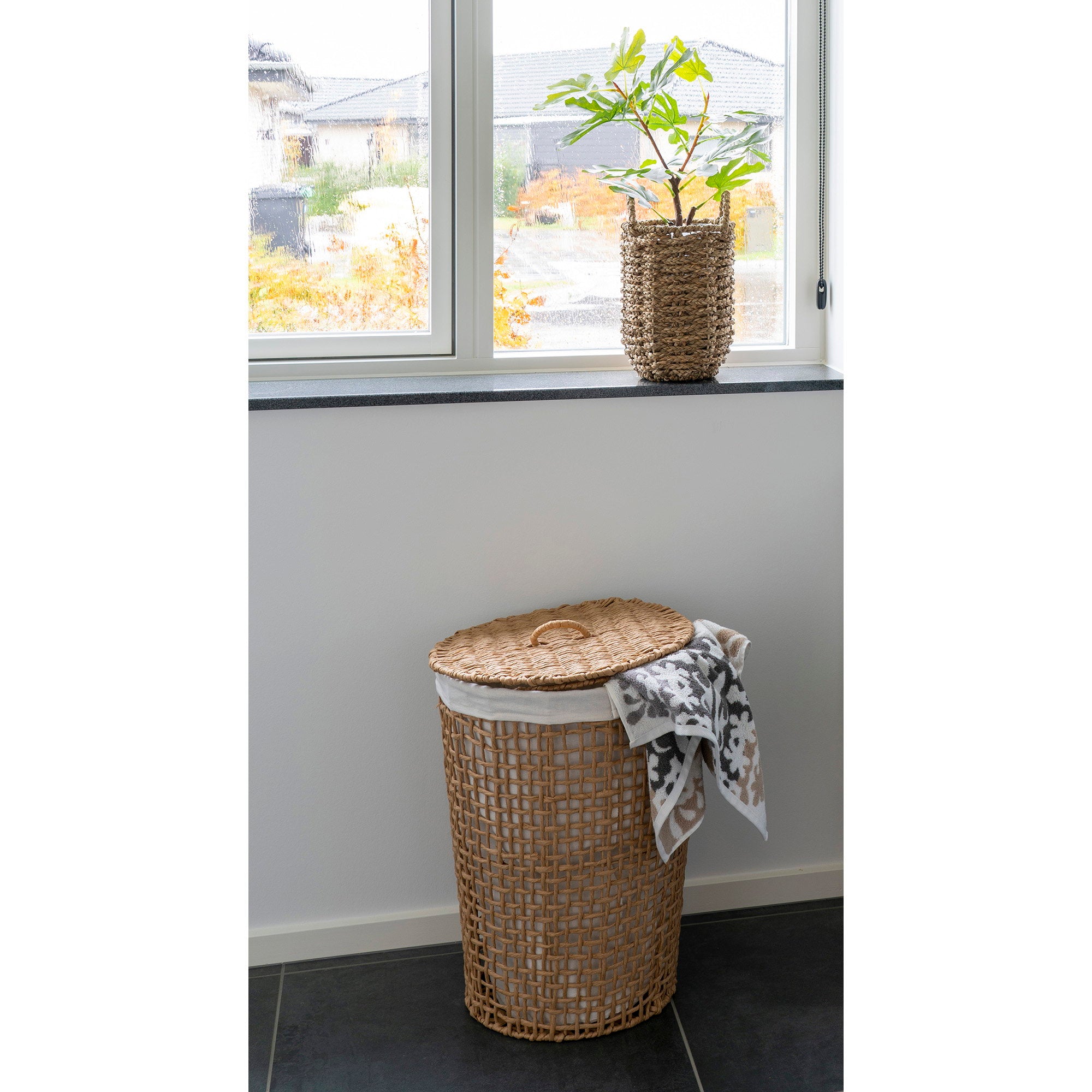 Pomal Wäschekorb – Papier/Metall, natur/weiß, ø42×56 cm