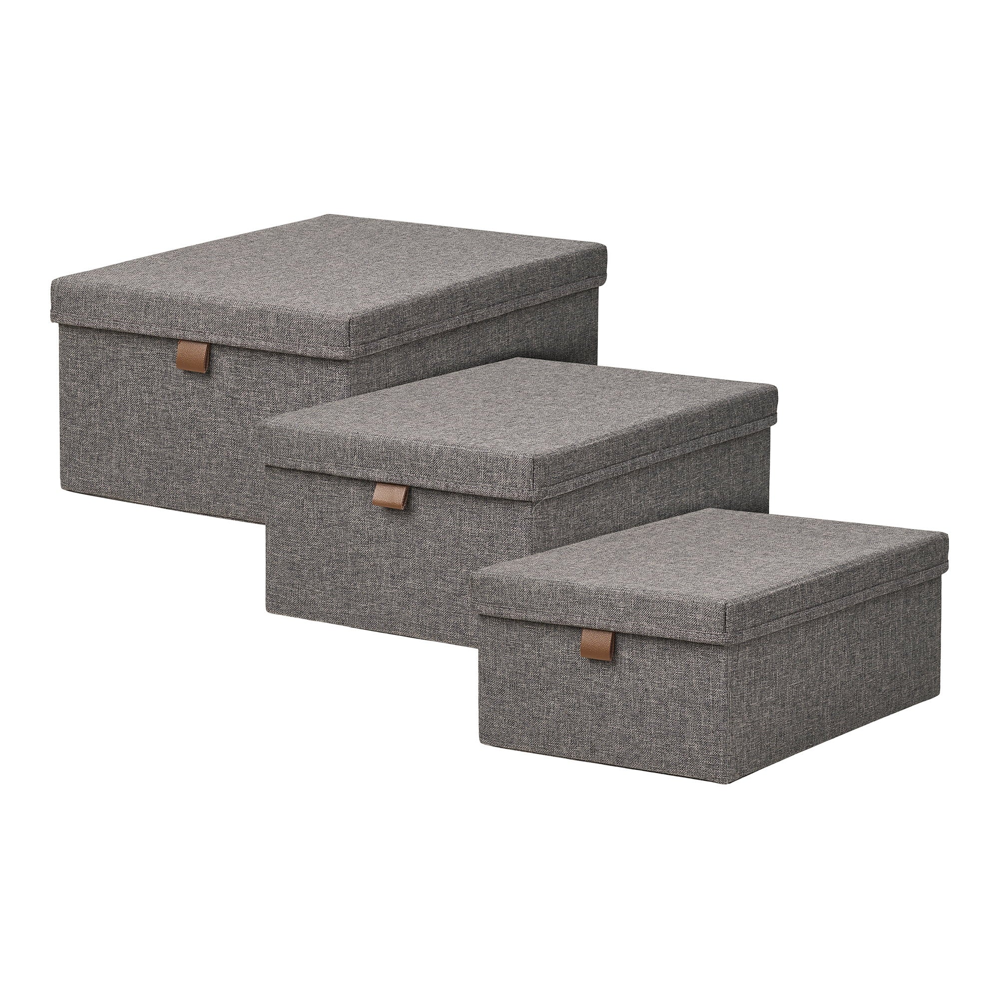 Noto Storage Boxes – Aufbewahrungsboxen, Textil, dunkelgrau 3er Set