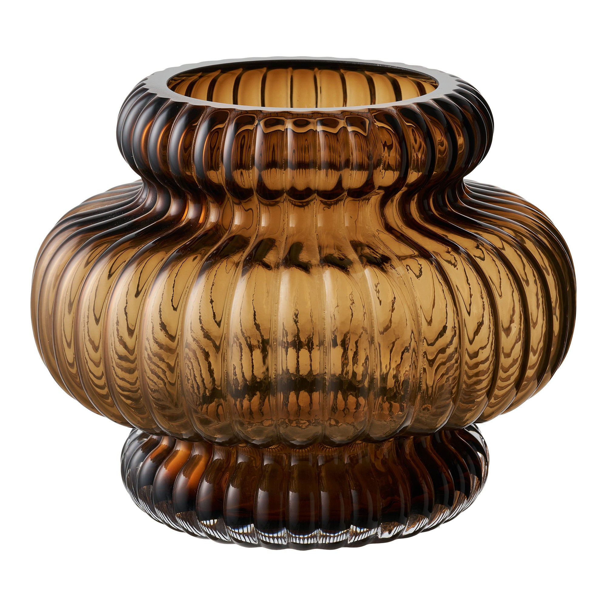 Vase - Vase, mouthblown glass, smoked brown ø20x16 cm