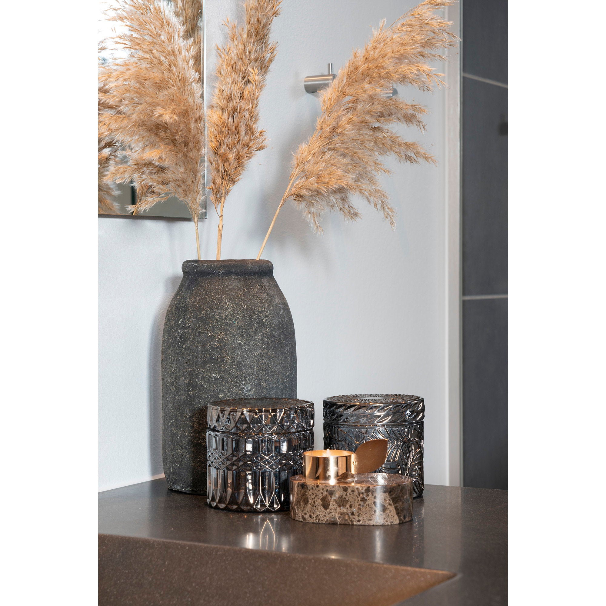 Jars - Jars, glass, smoked color set of 2