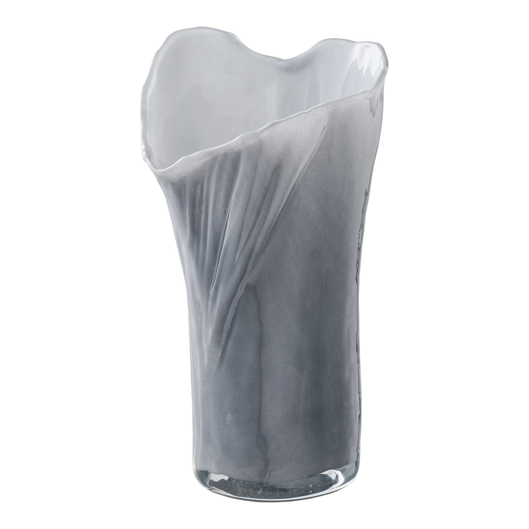 Vase – Vase, mundgeblasen, grau/weiß, 13x12,5x24 cm