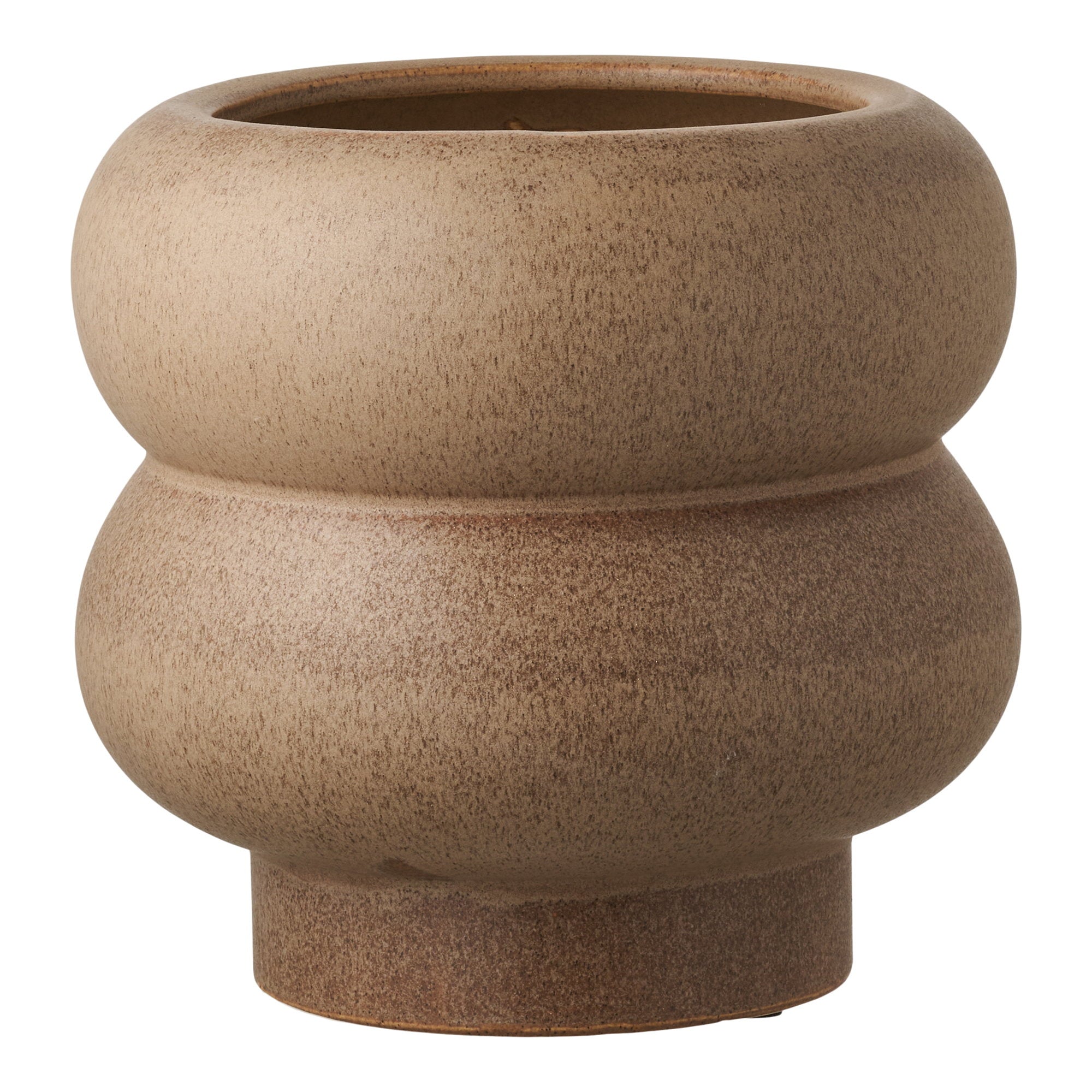 Ronde keramische bloempot in warm bruin, ø19×17,5 cm