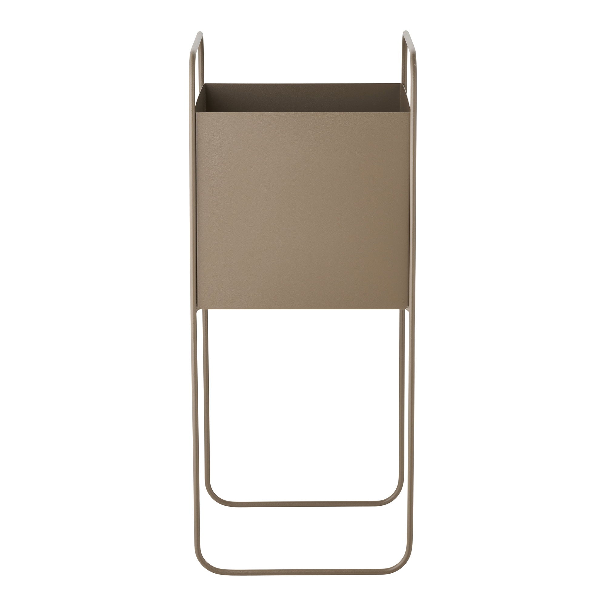 Slanke hoge stalen bloempot in bruin, 22,5×22,5×54 cm