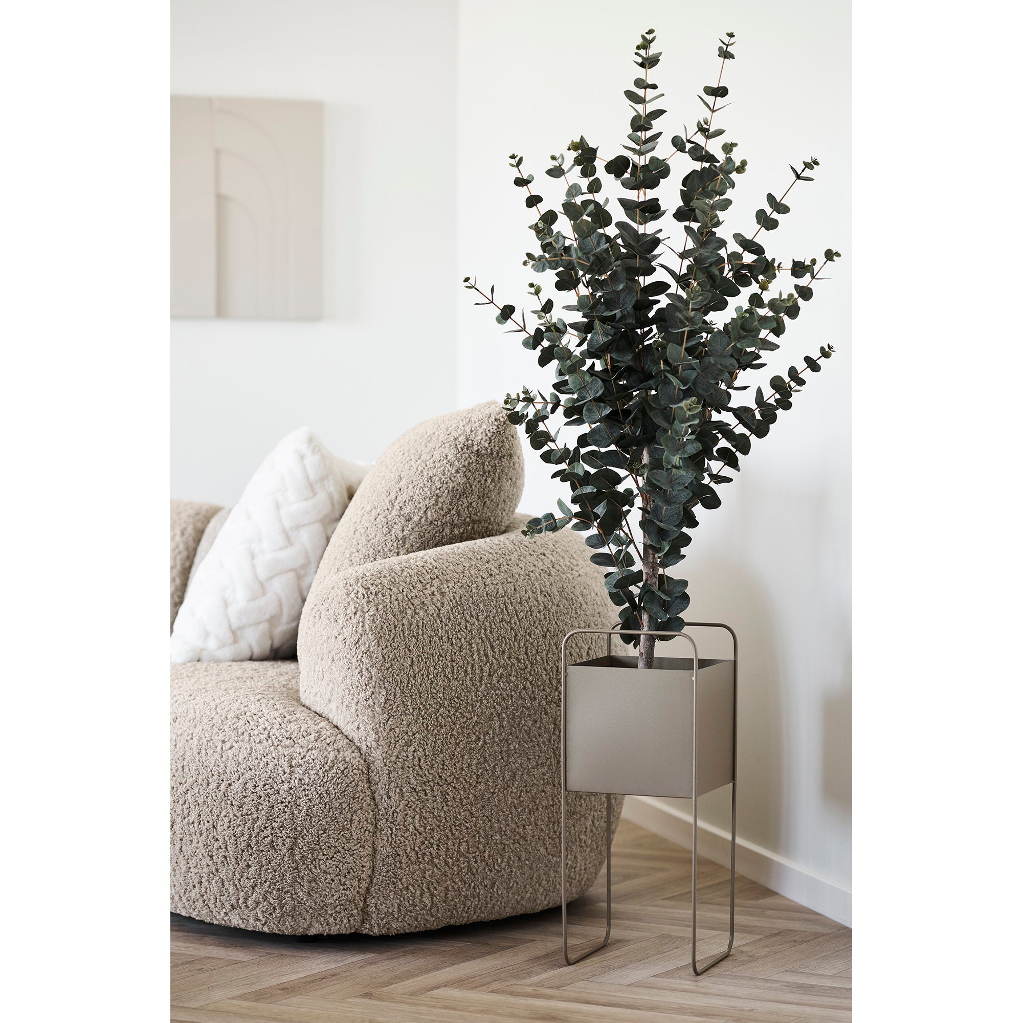 Stalen bloempot bruin met plant