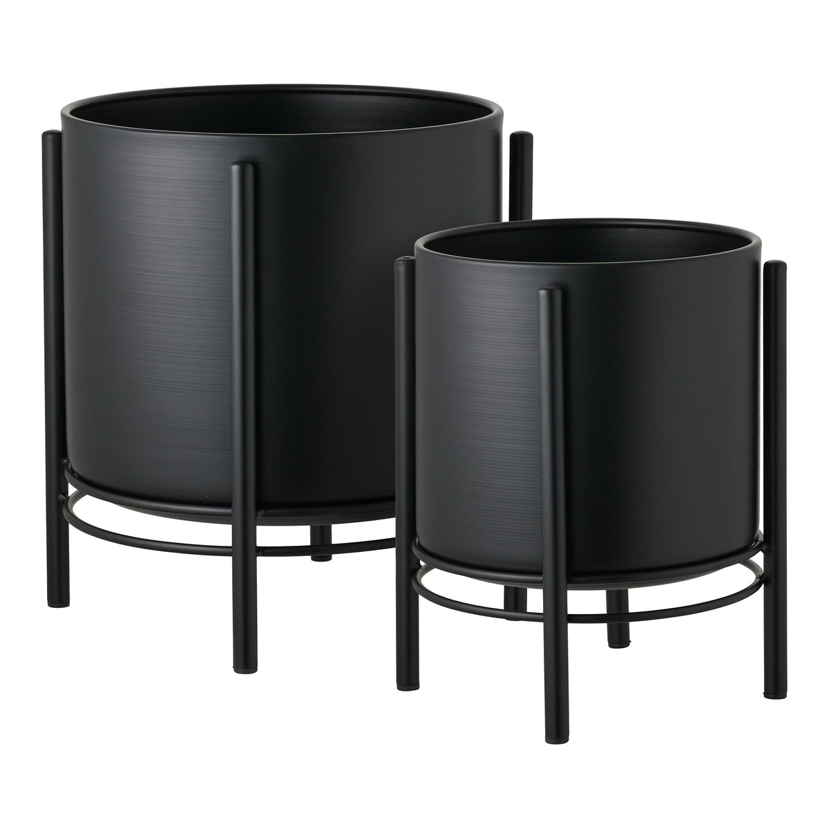 Plantenpotten Flowerpot – staal, zwart, set van 2