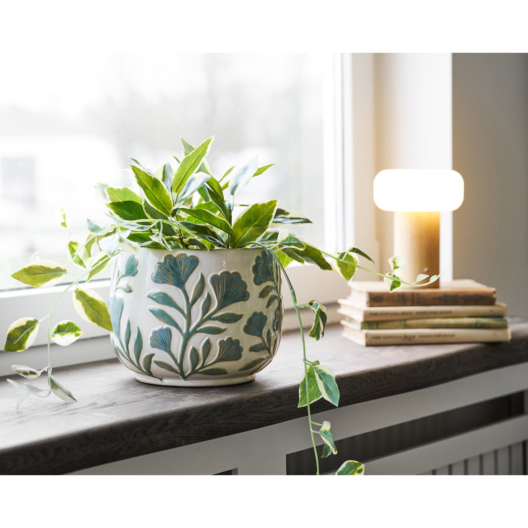 Blumentopf – Keramik, weiß gemischt, ø22,5×17,5 cm