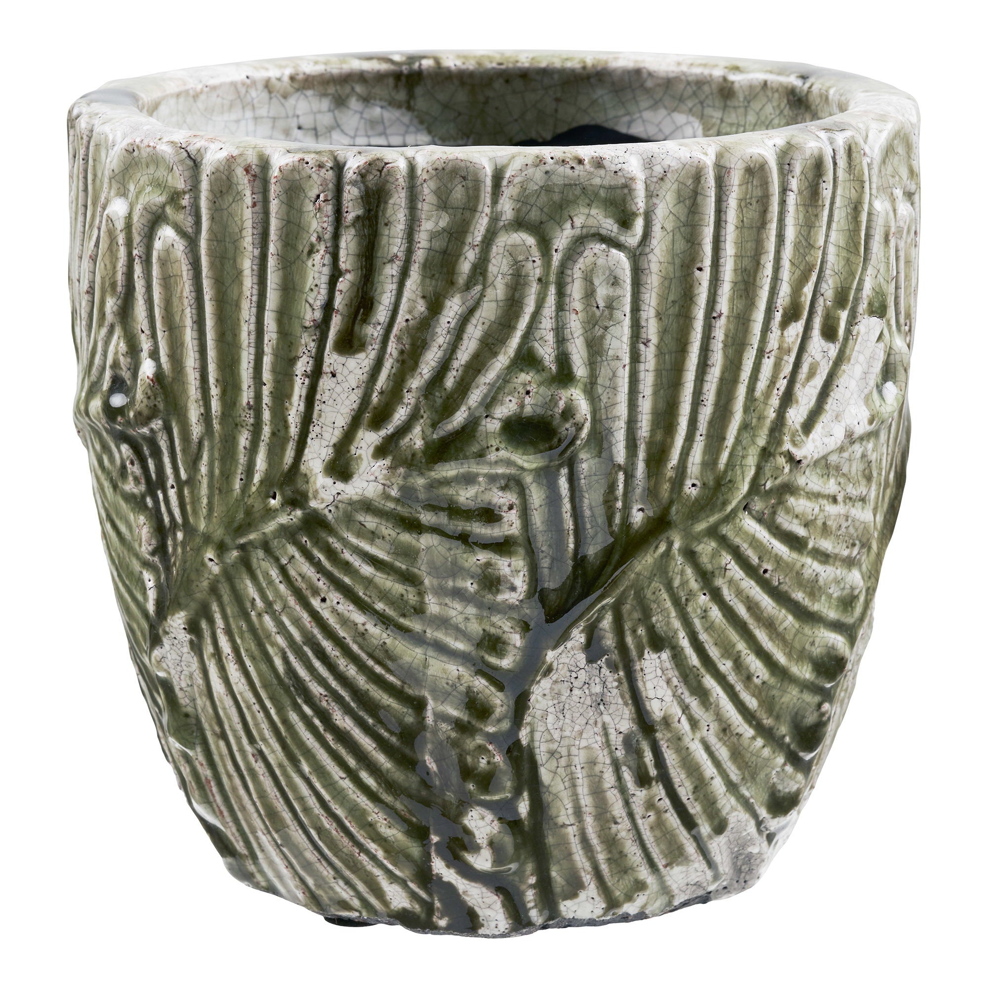 Blumentopf - Blumentopf, Keramik, grün/weiß, ø20x18,5 cm