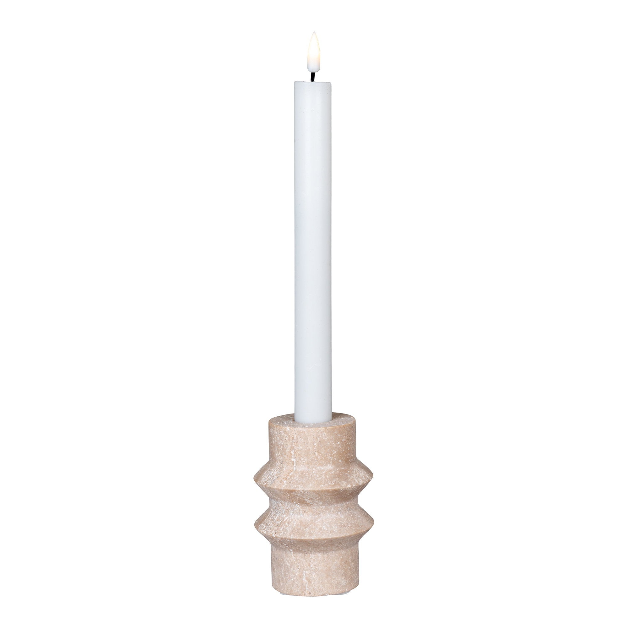 Candle Holder - Candle holder, travertine, natural ø7x10 cm