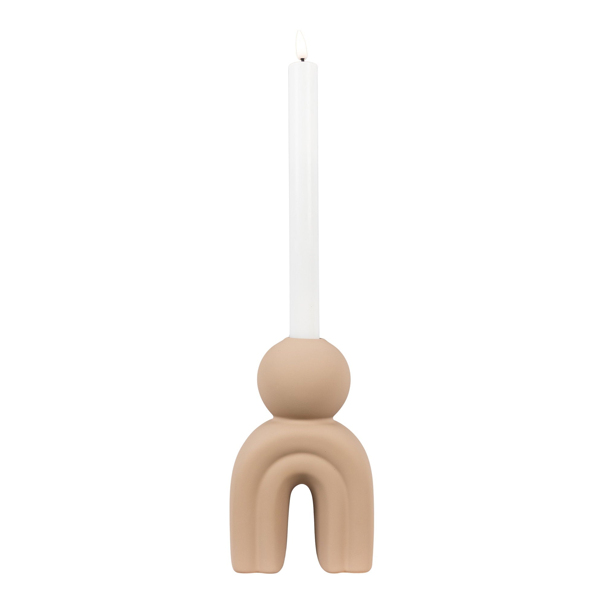 Candle holder - Candle holder, ceramic, brown 10,5x6,5x17 cm