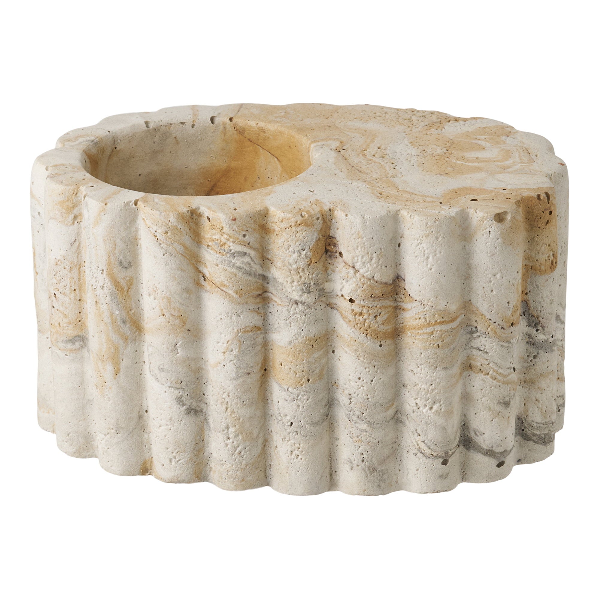 Tealight Holder - Tealight holder, cement, brown/beige ø10,5x6 cm