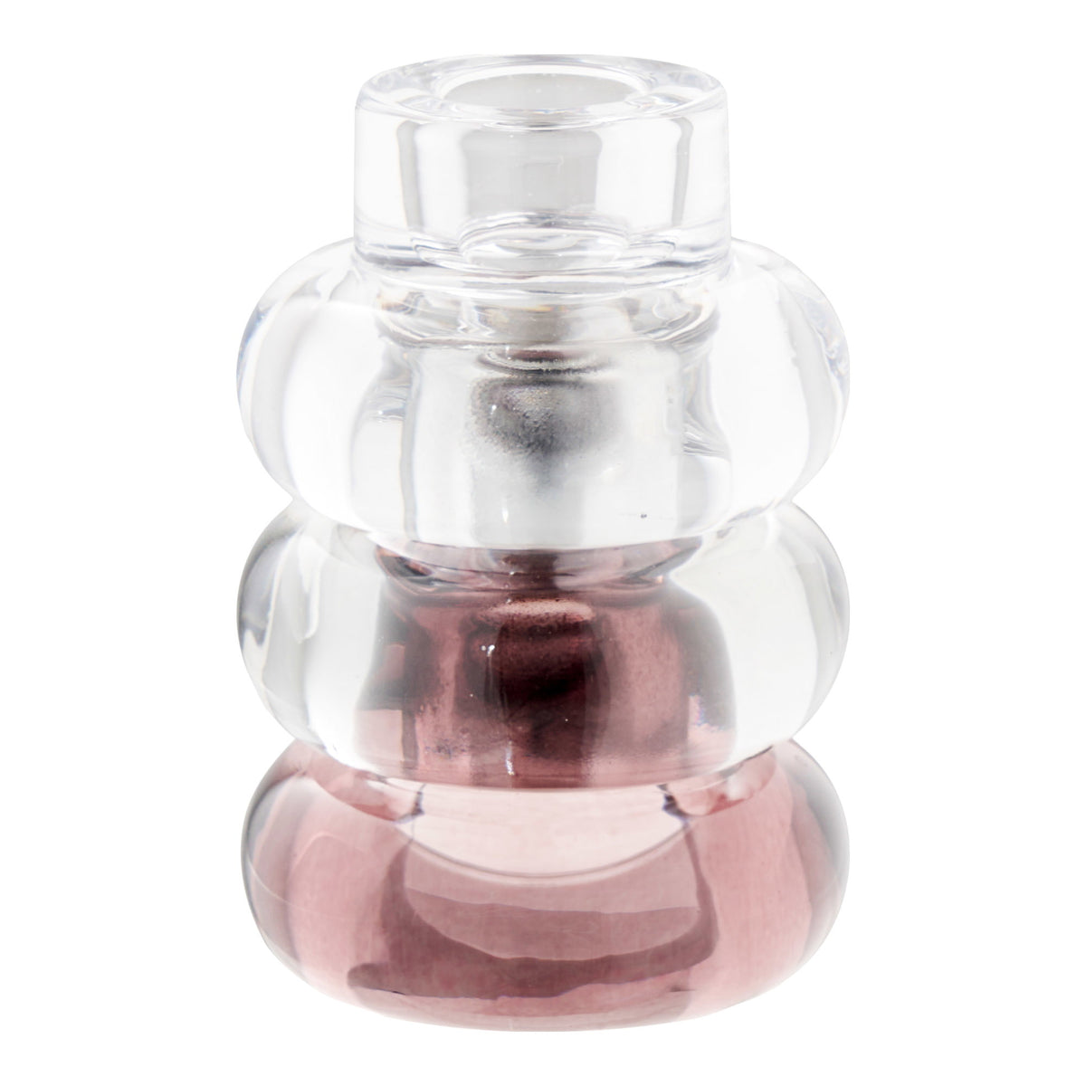 Kaarsenhouders – glas, helder, rookgrijs en kastanjerood, set van 3