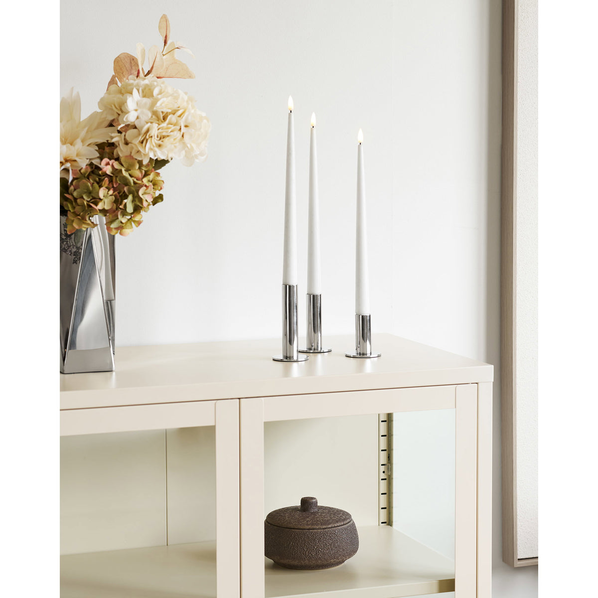 Kerzenständer – Kerzenständer, Edelstahl, silber, 3er-Set