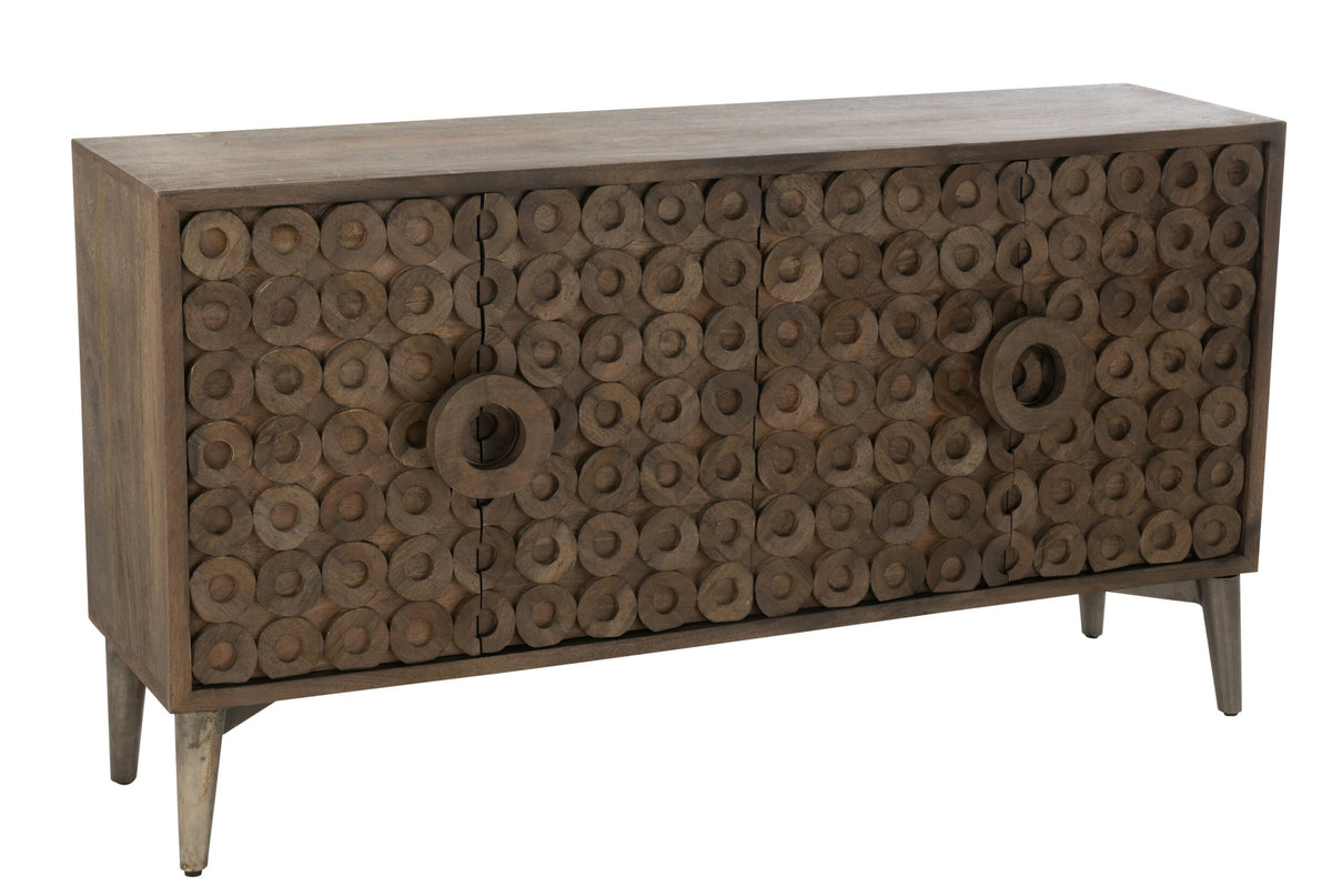Sideboard 4 Türen Mangoholz/Mdf Braun
