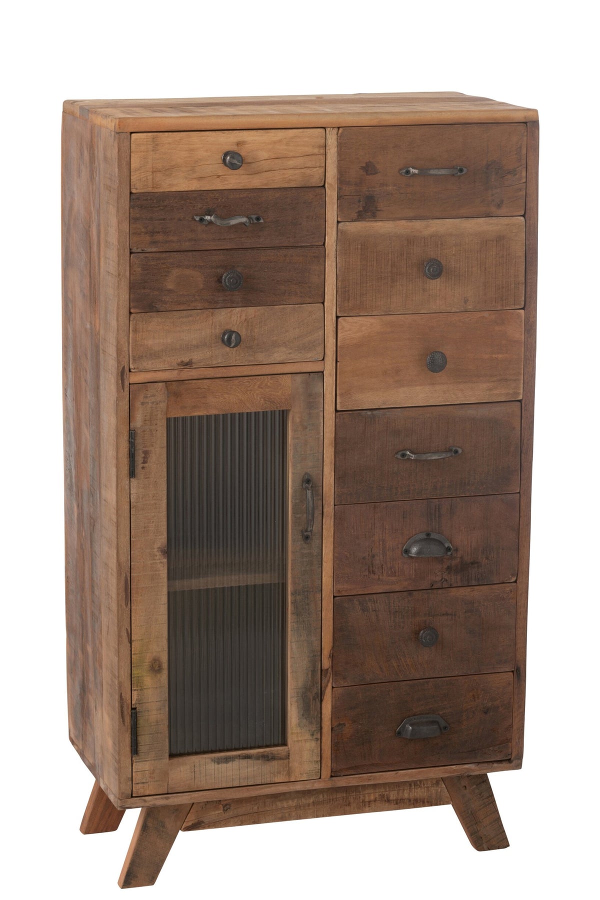 Regal Retro Recycling-Holz/Glas Natur