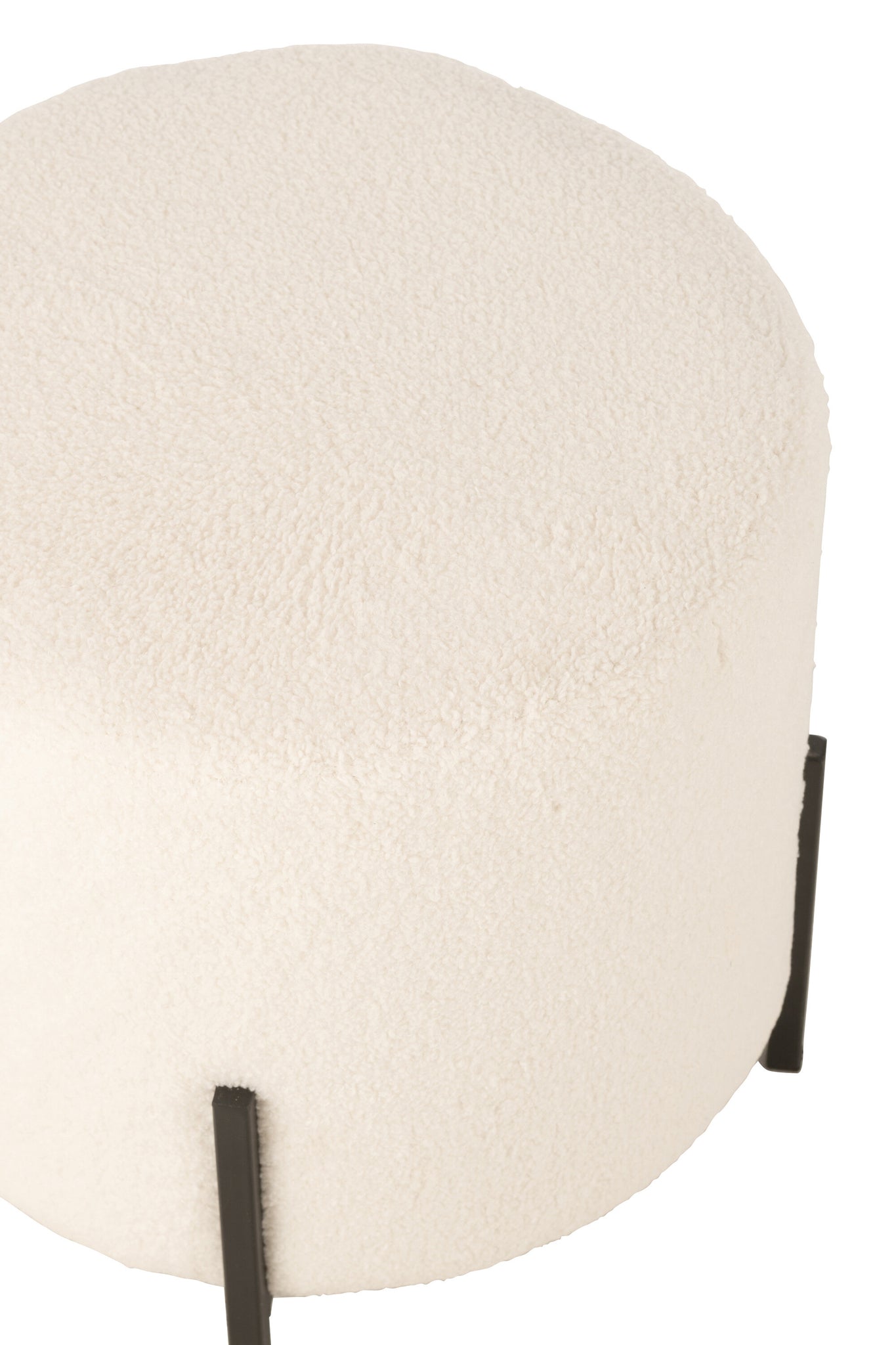 Ronde kruk in zachte stof wit met minimalistisch design