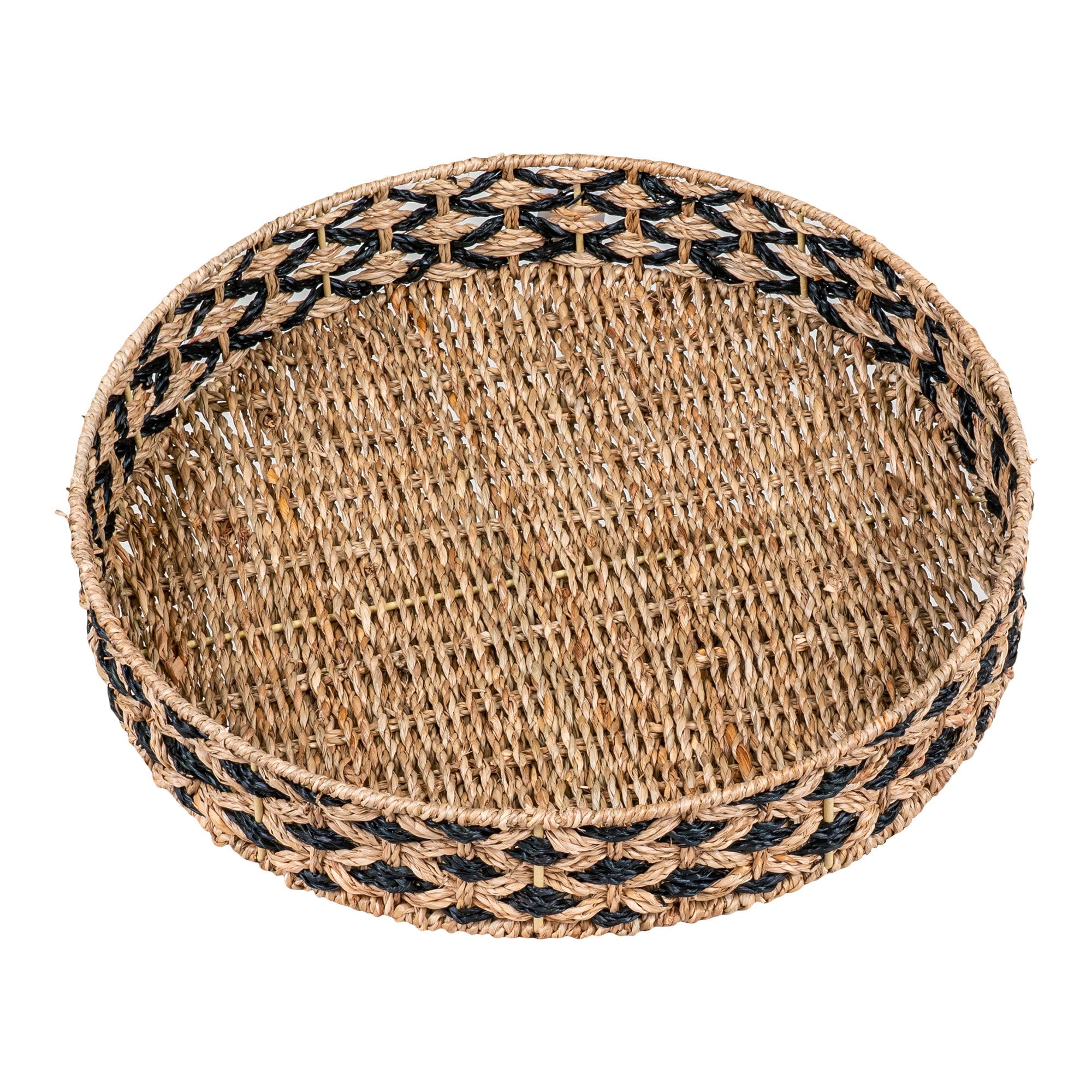 Nerja Tray - Tray, seagrass, black/nature ø38 cm