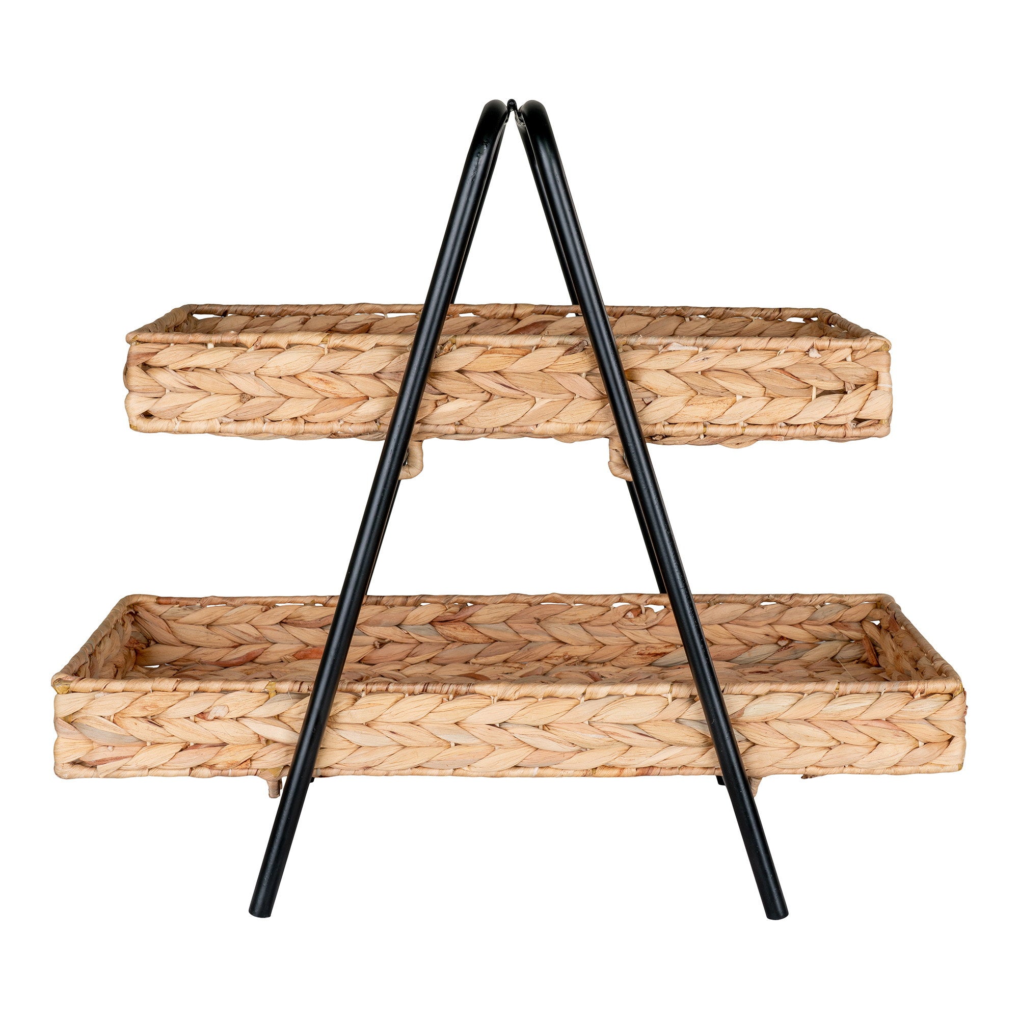 Alfaro Tray - Tray, water hyacinth/metal, black/nature 42x23x43,5 cm