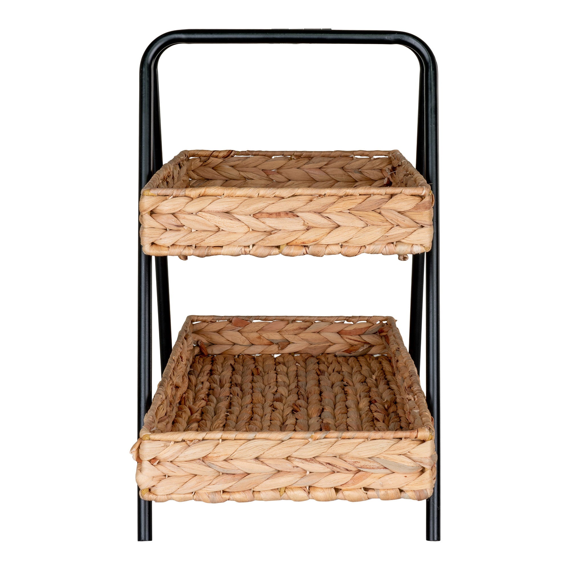 Alfaro Tray - Tray, water hyacinth/metal, black/nature 42x23x43,5 cm