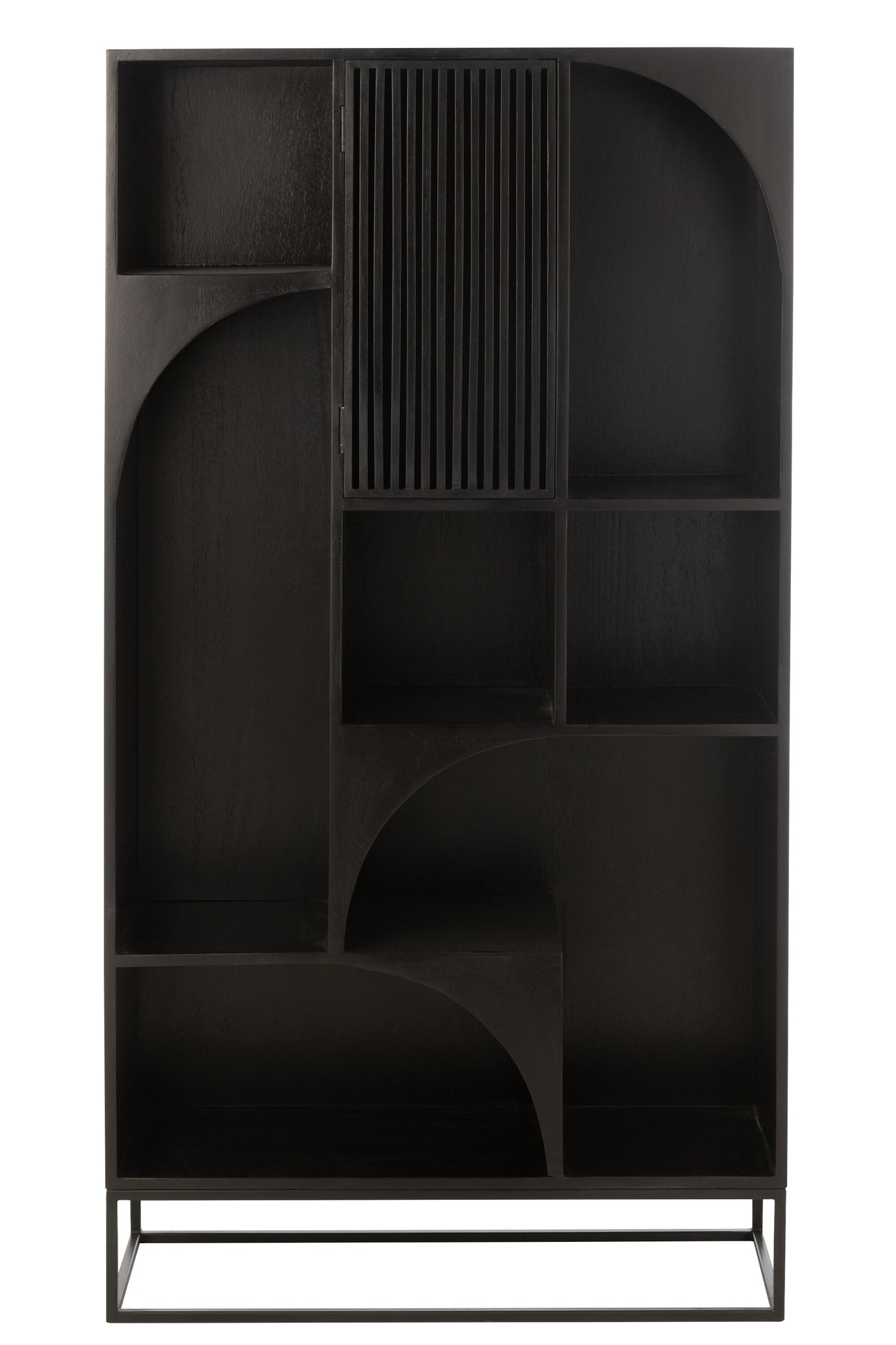 Design Boekenkast Zwart Mango Hout Open Kast | Living and Goods
