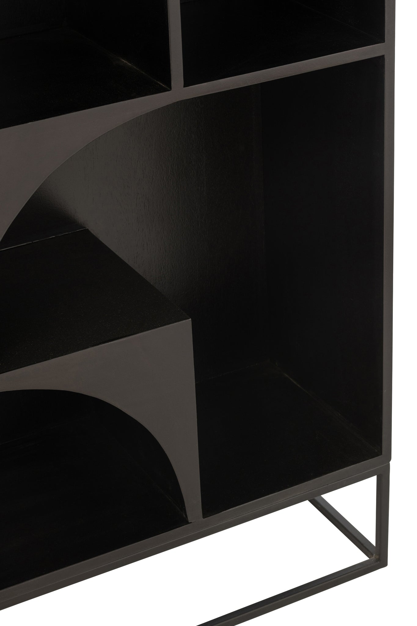 Design Boekenkast Mangohout Zwart 90x33x168 cm