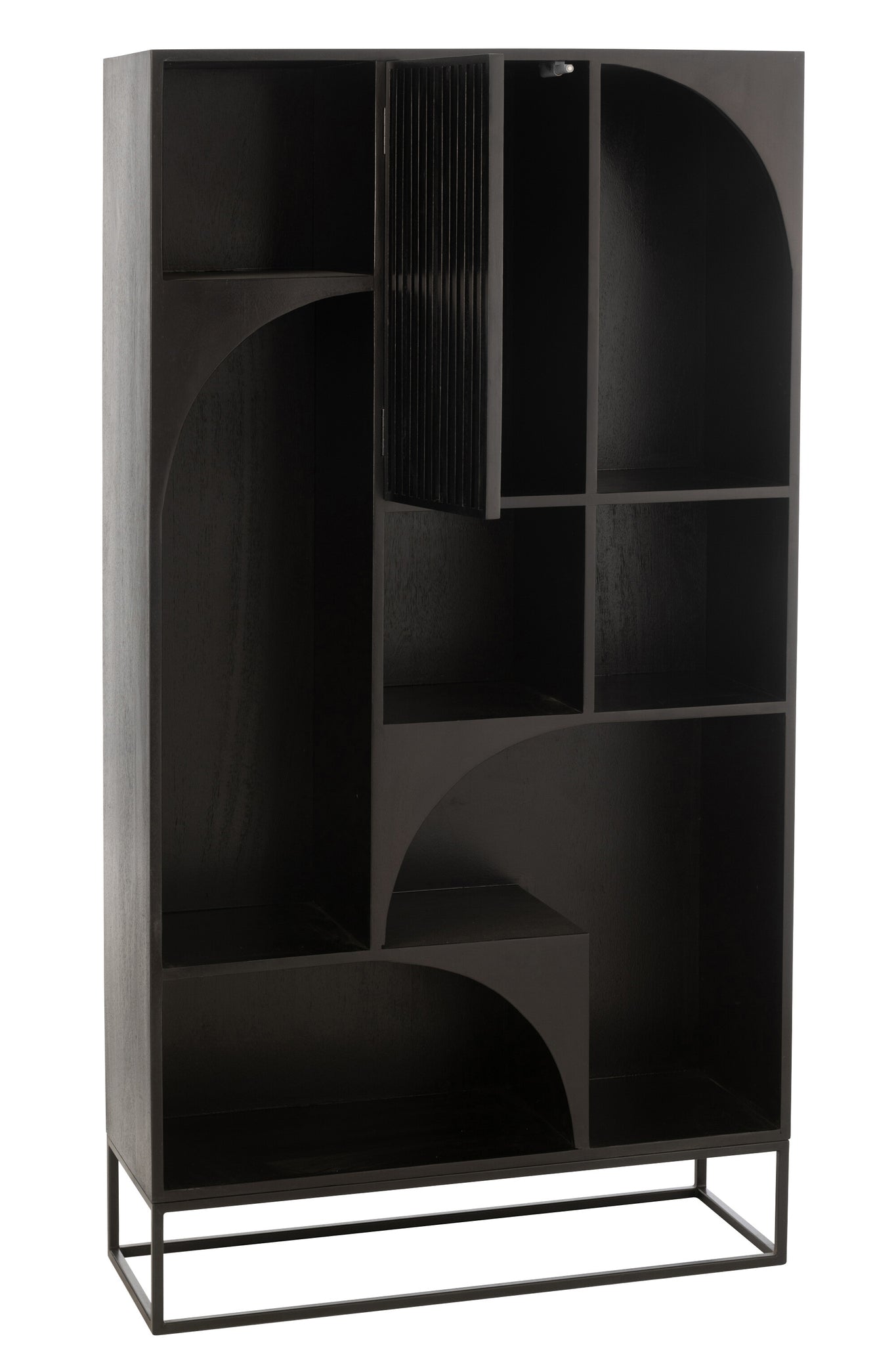 Design Boekenkast Mangohout Zwart 90x33x168 cm