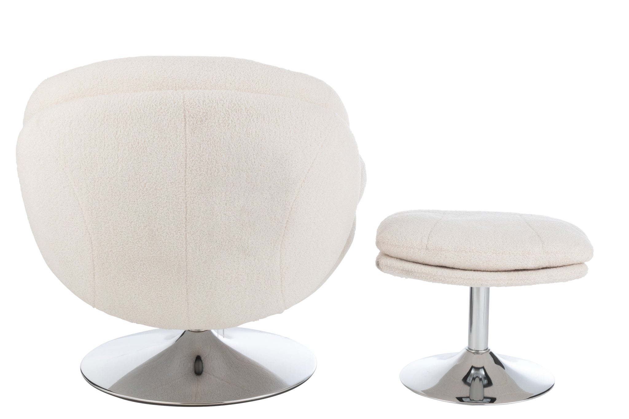 Relax Chair + Footstool Lay Metal/Plywood Cream/Silver