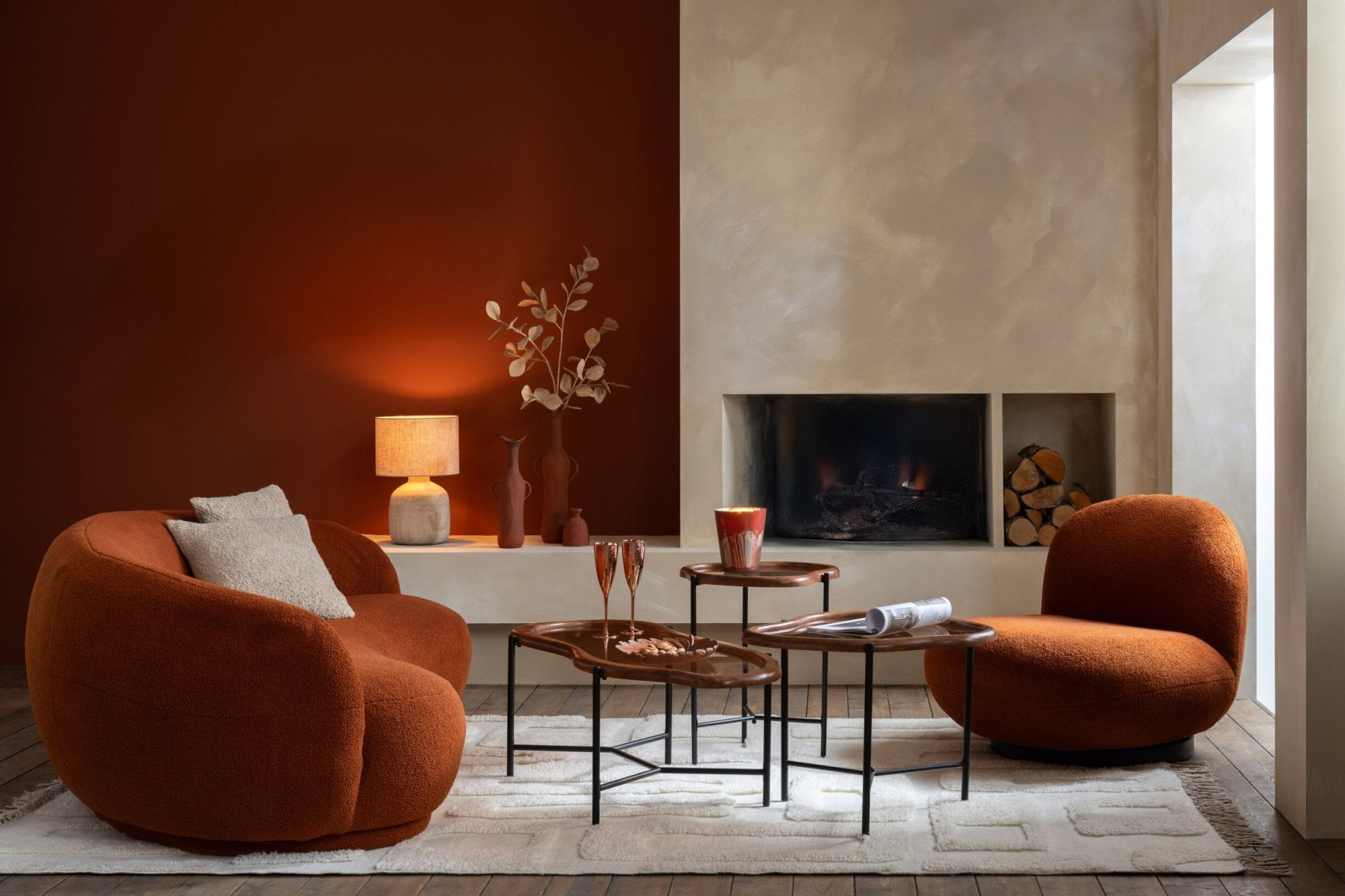 Snow Lounge Sessel – Pappelholz/Schaumstoff, orange/schwarz