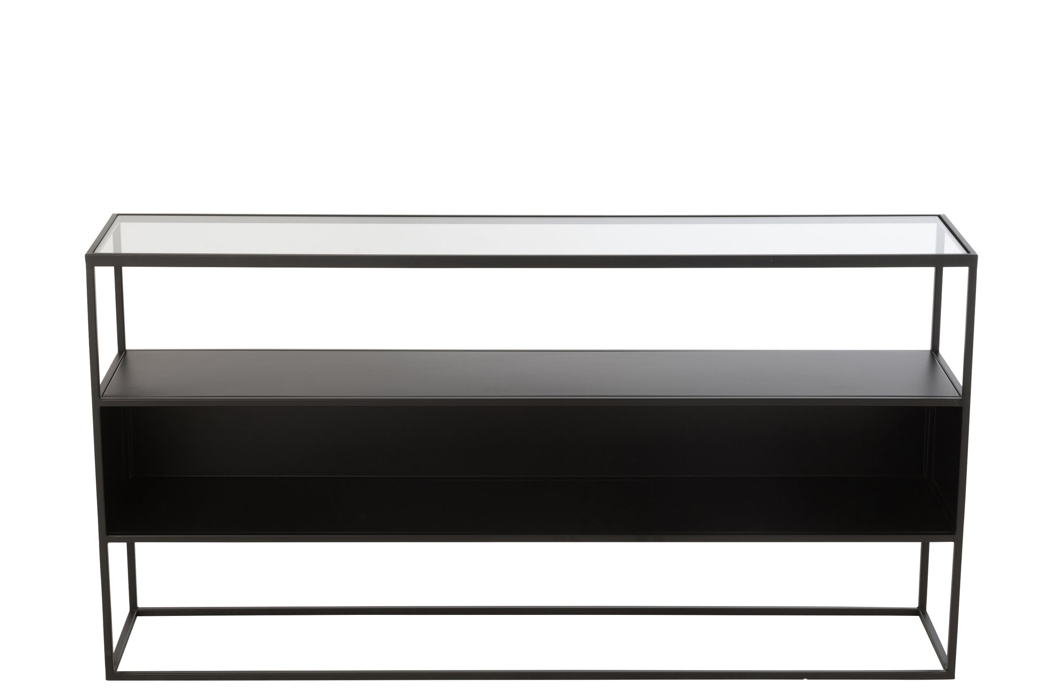 Zwarte Sidetable Metaal Glas 140 cm | Modern Design