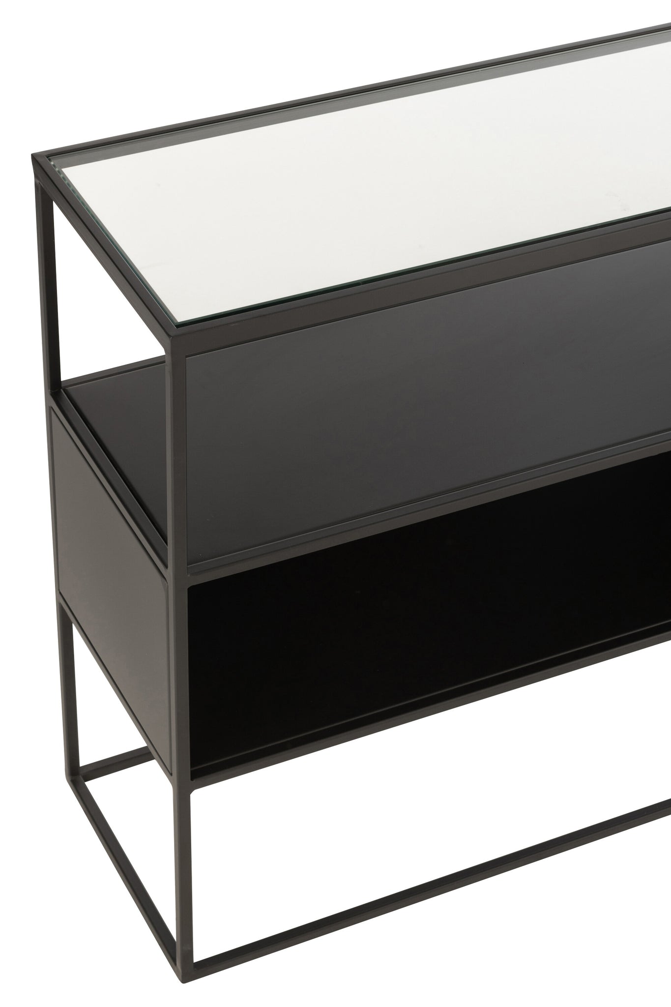 Sidetable Metaal Glas Zwart 140x30x72 cm