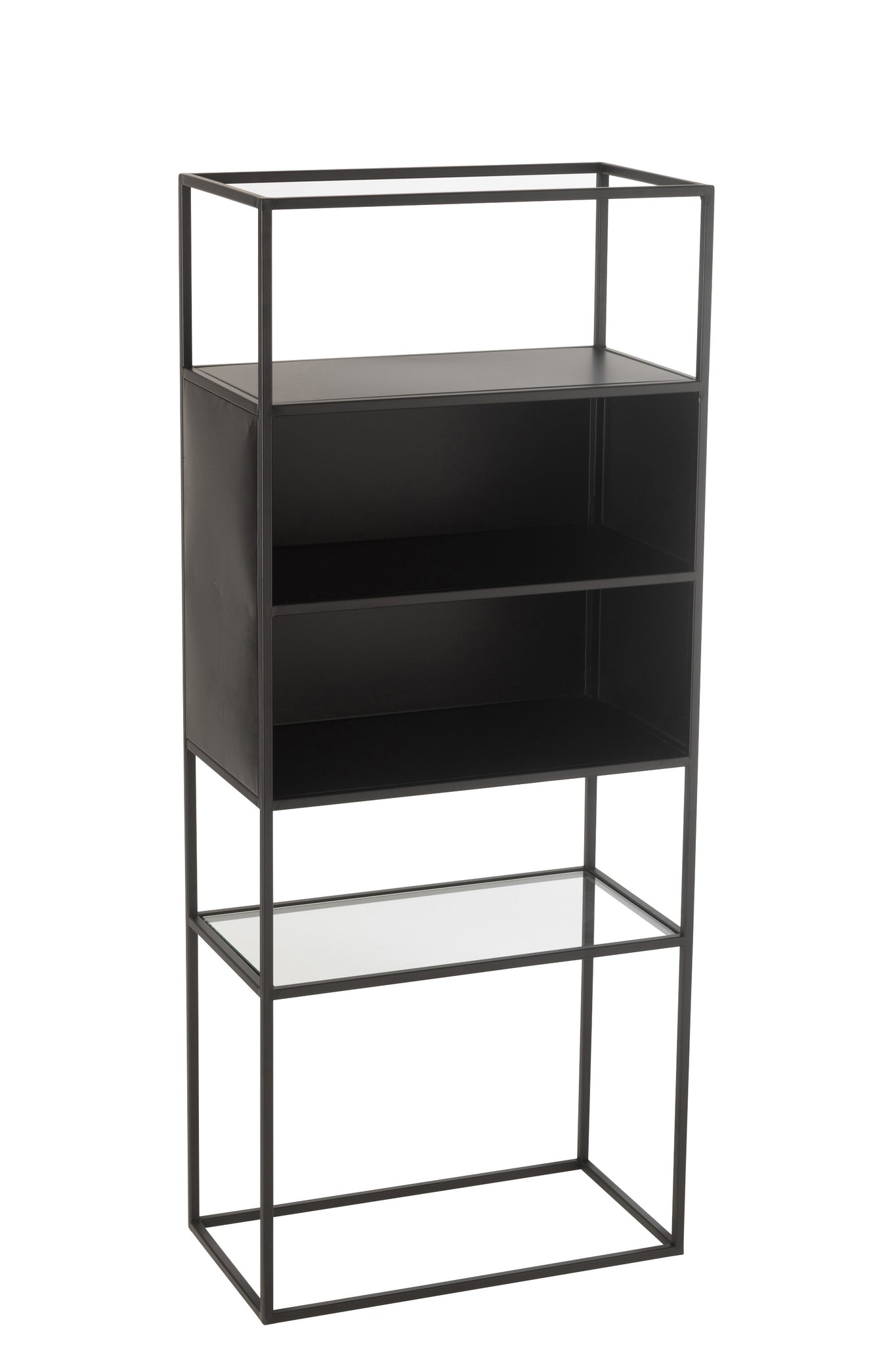 Vitrinenschrank Metall Glas Schwarz 132 cm